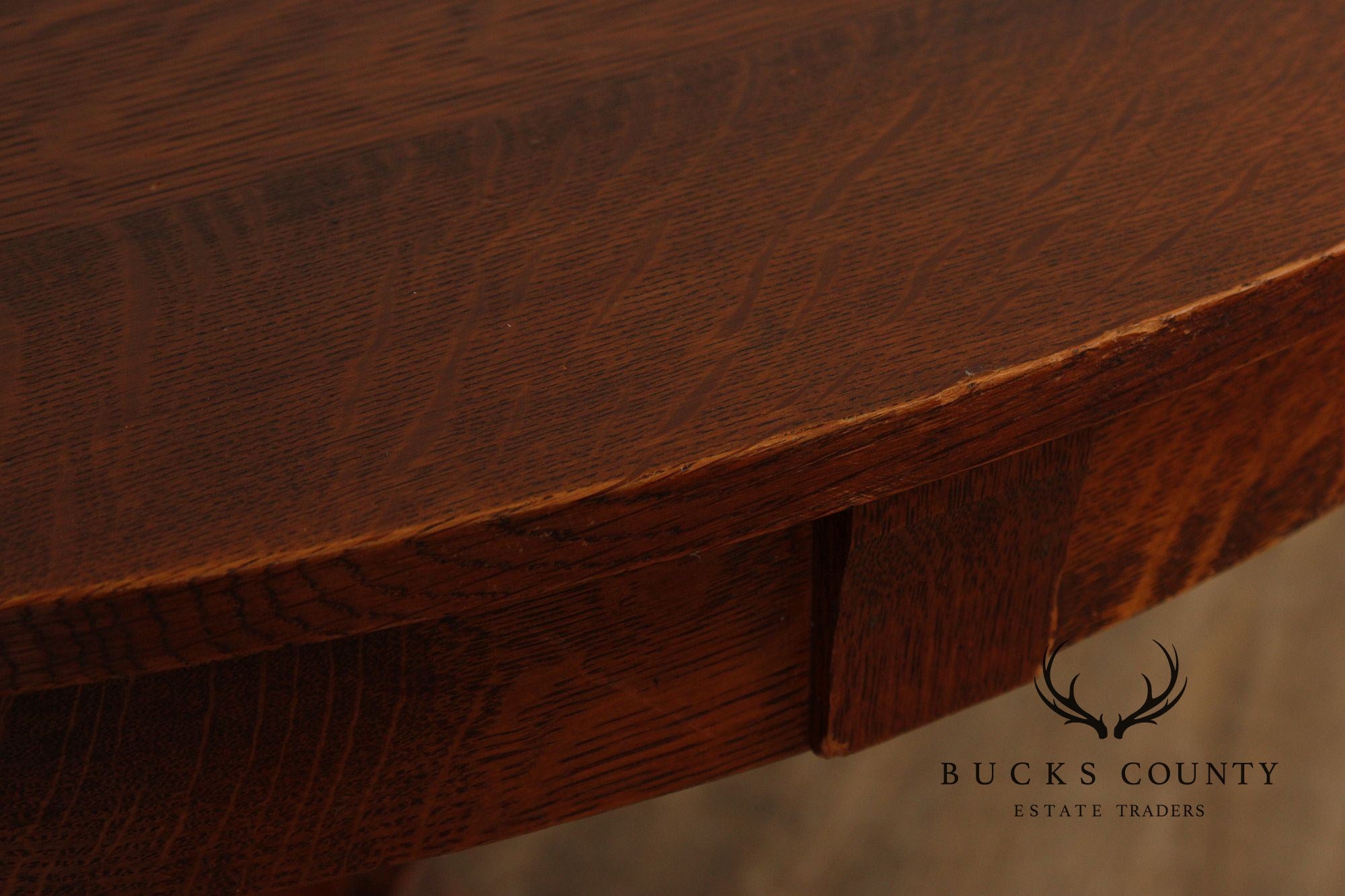 Limbert Furniture Antique Mission Oak Round Top Expandable Dining Table