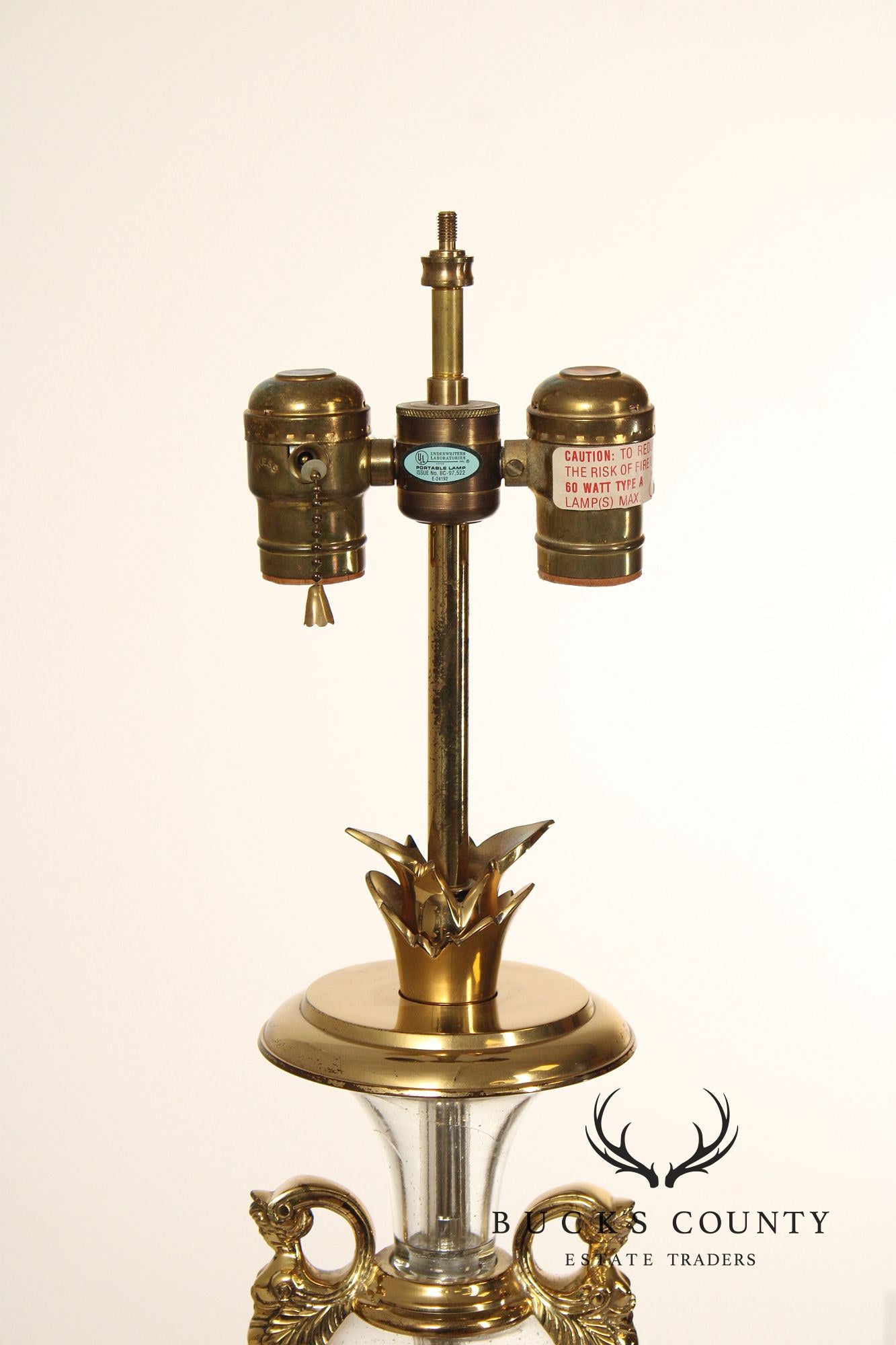 Chapman Pair of Brass and Glass Table Lamps