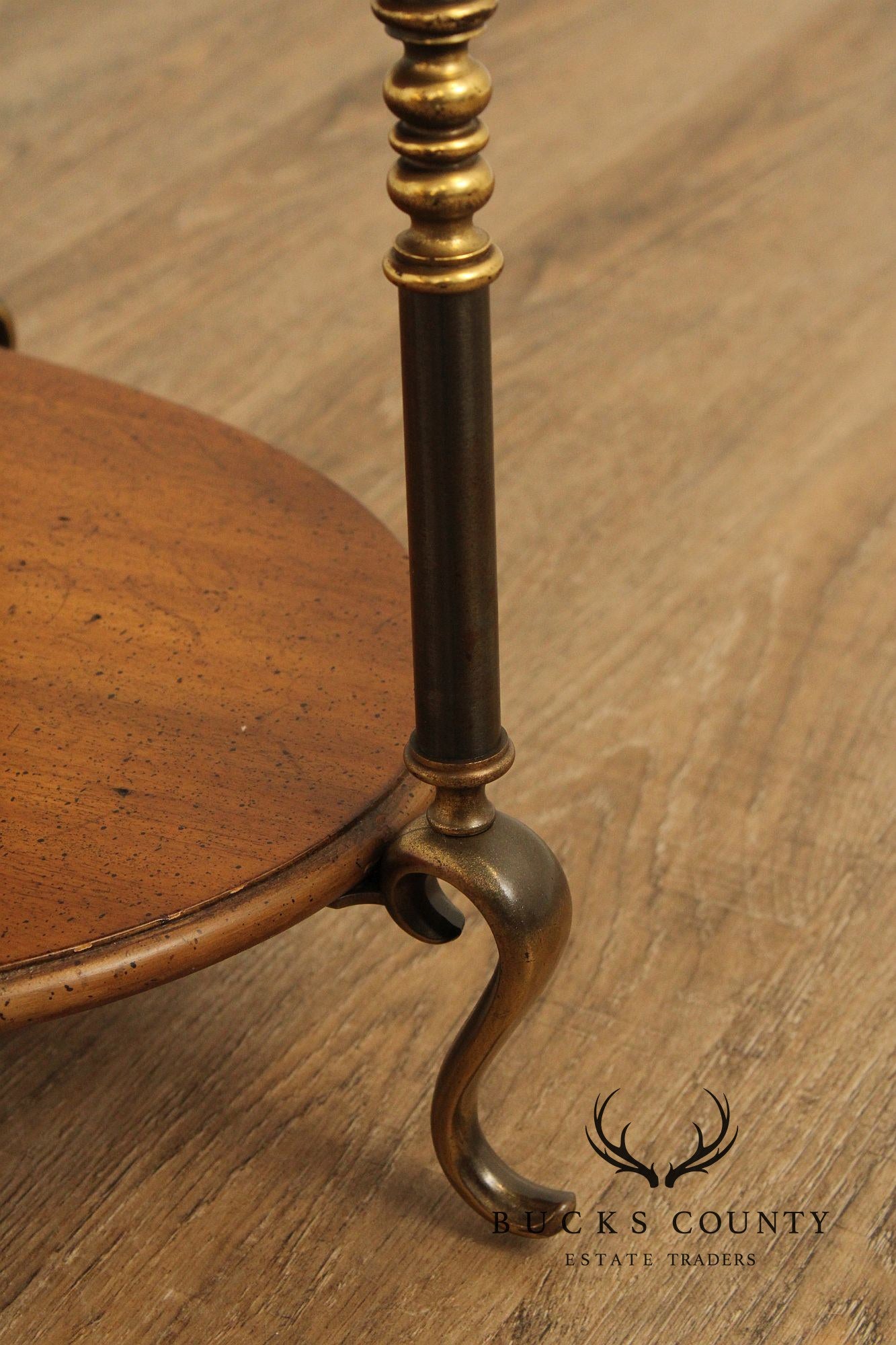 French Empire Style Two-Tier Burlwood Side Table
