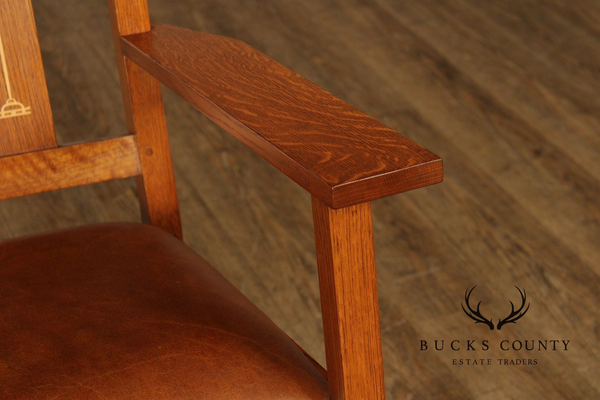 Stickley Mission Collection Harvey Ellis Inlaid Oak Rocker