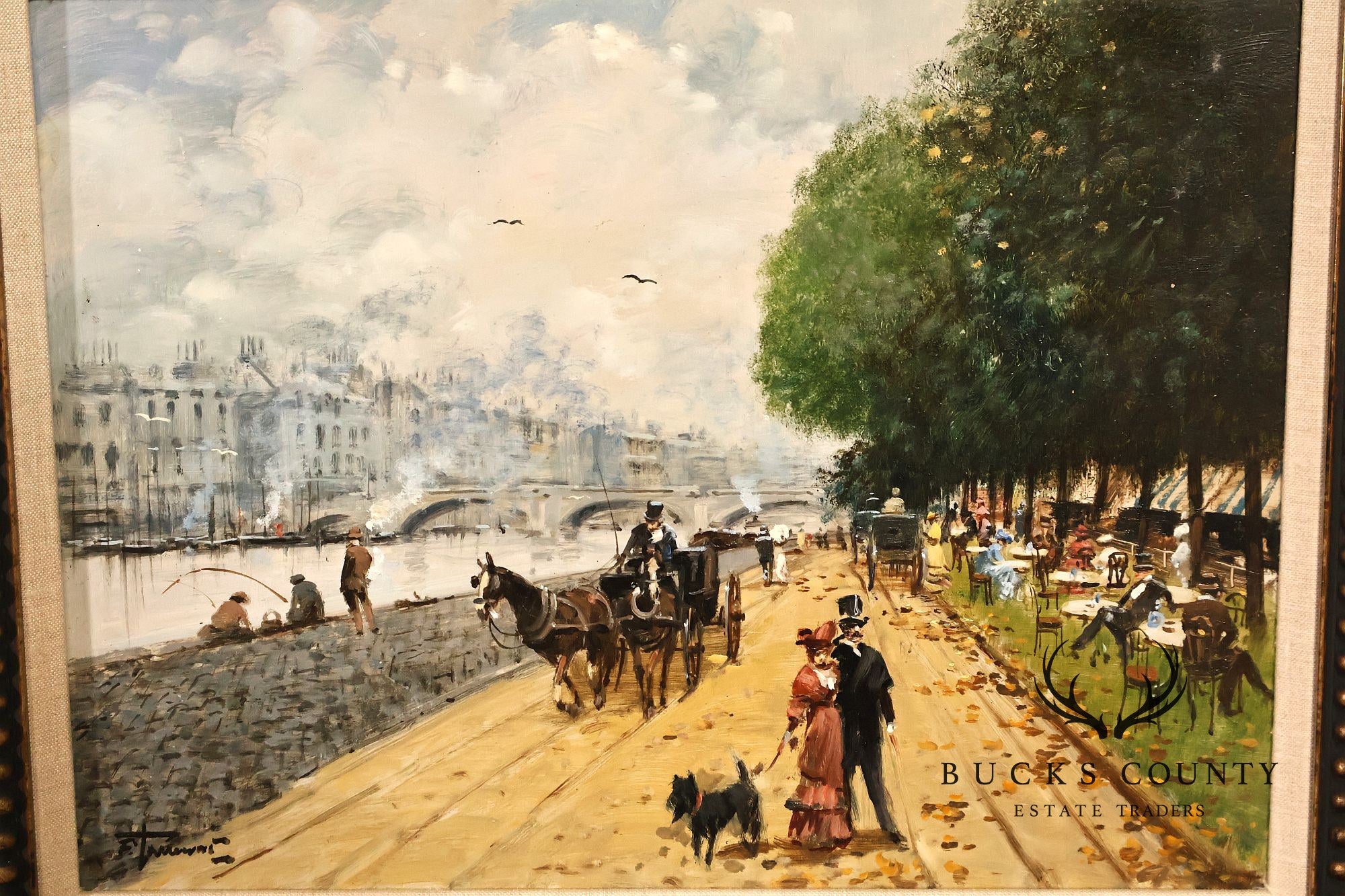 Francesco Tammaro Framed Painting, 'Strolling by the Seine'