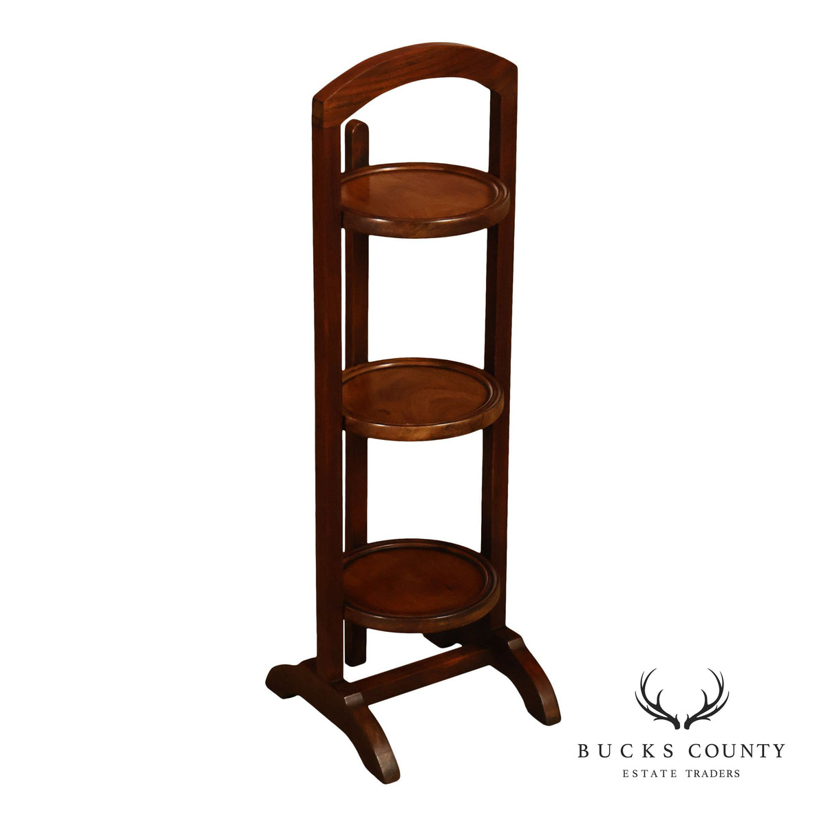 Mahogany Three Tier Collapsible Dumbwaiter Stand