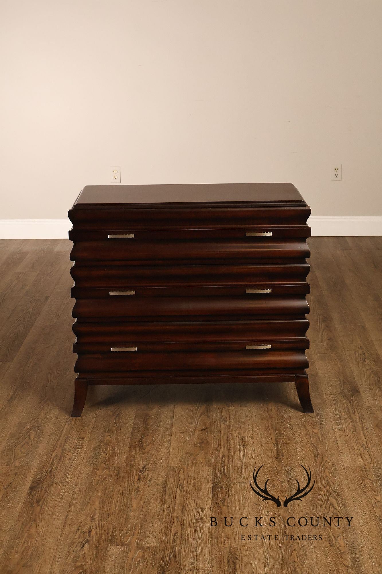 Hickory White Contemporary Ripple Front Three Drawer Chest