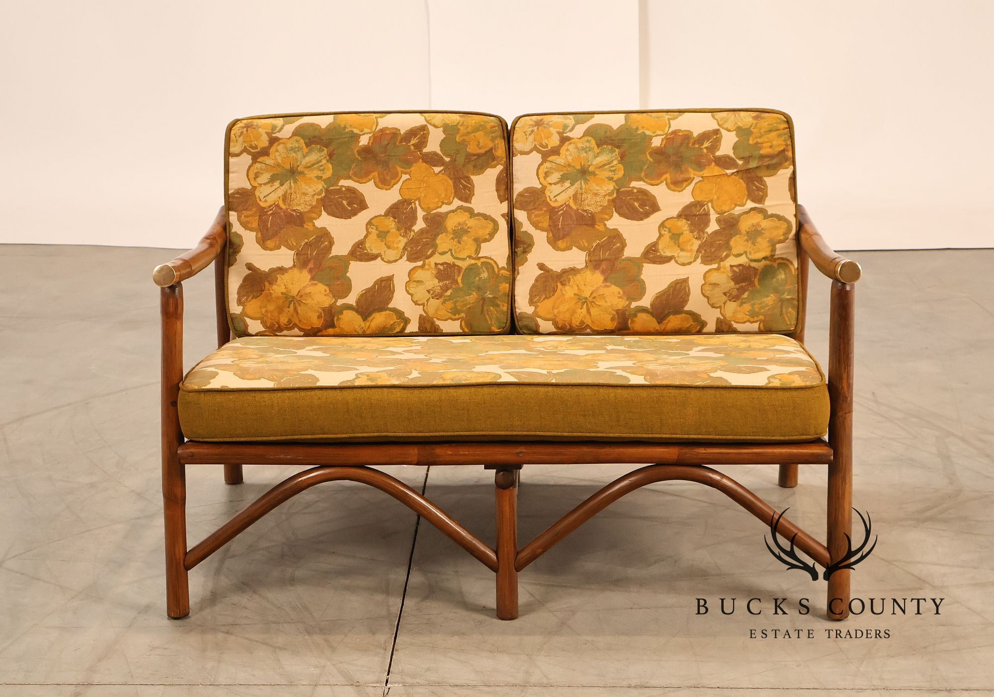 Vogue Coastal Vintage Rattan Bamboo Loveseat