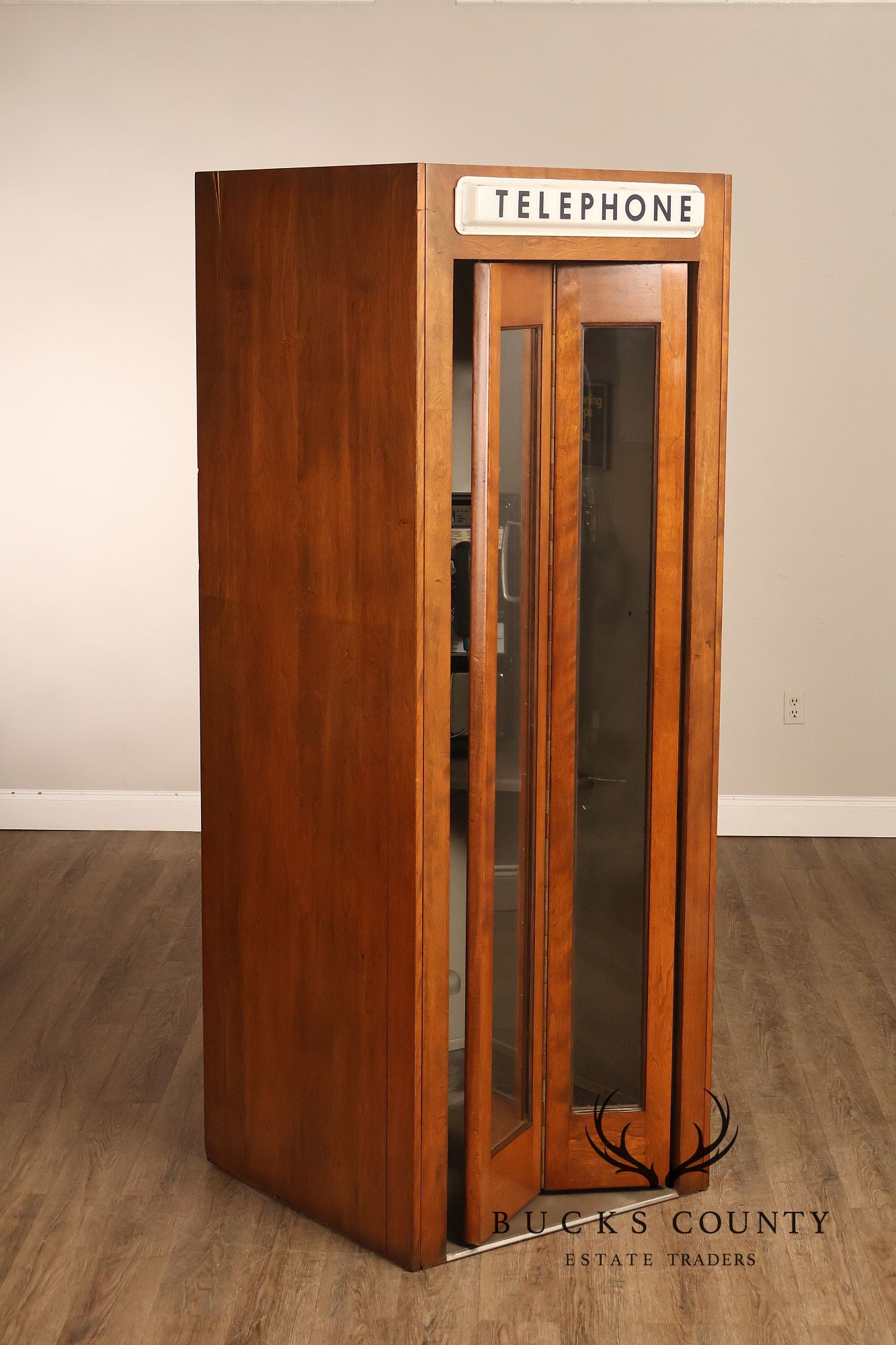 Pacific Bell Wooden Telephone Booth With Coin Operated Payphone