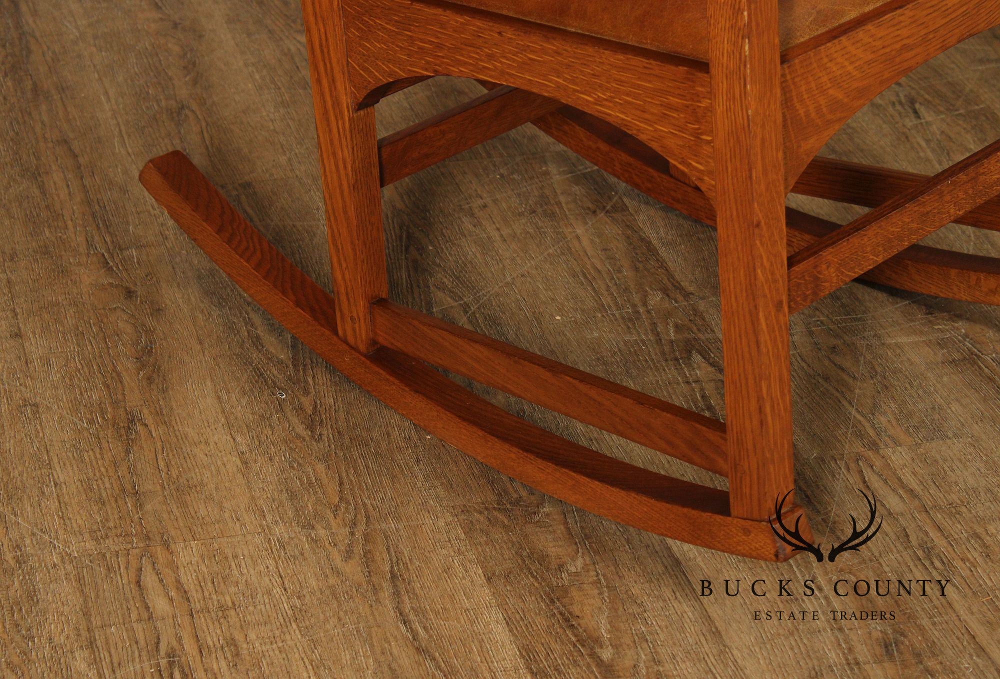 Stickley Mission Collection Harvey Ellis Inlaid Oak Rocker