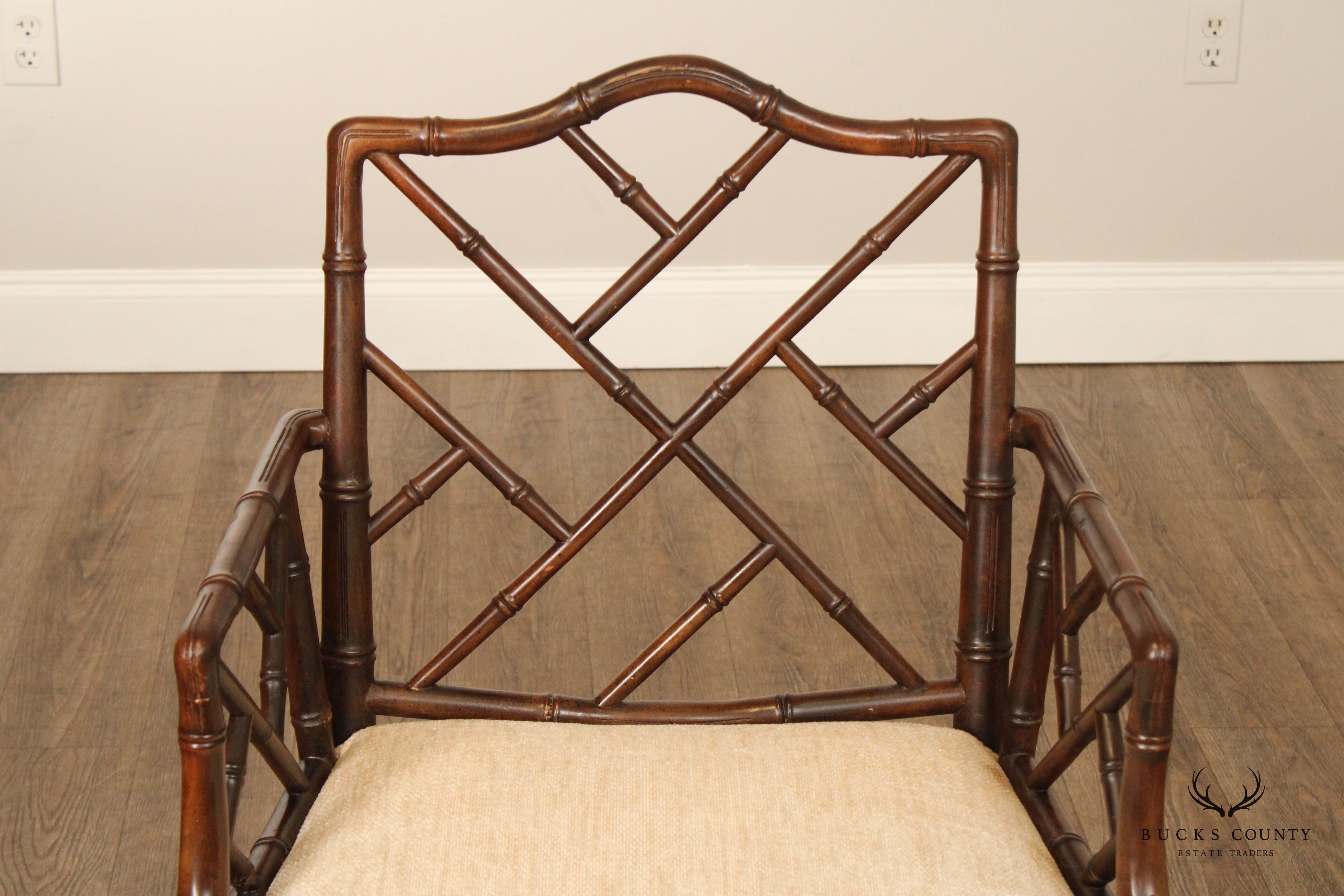 CHINESE CHIPPENDALE STYLE FAUX BAMBOO ARMCHAIR