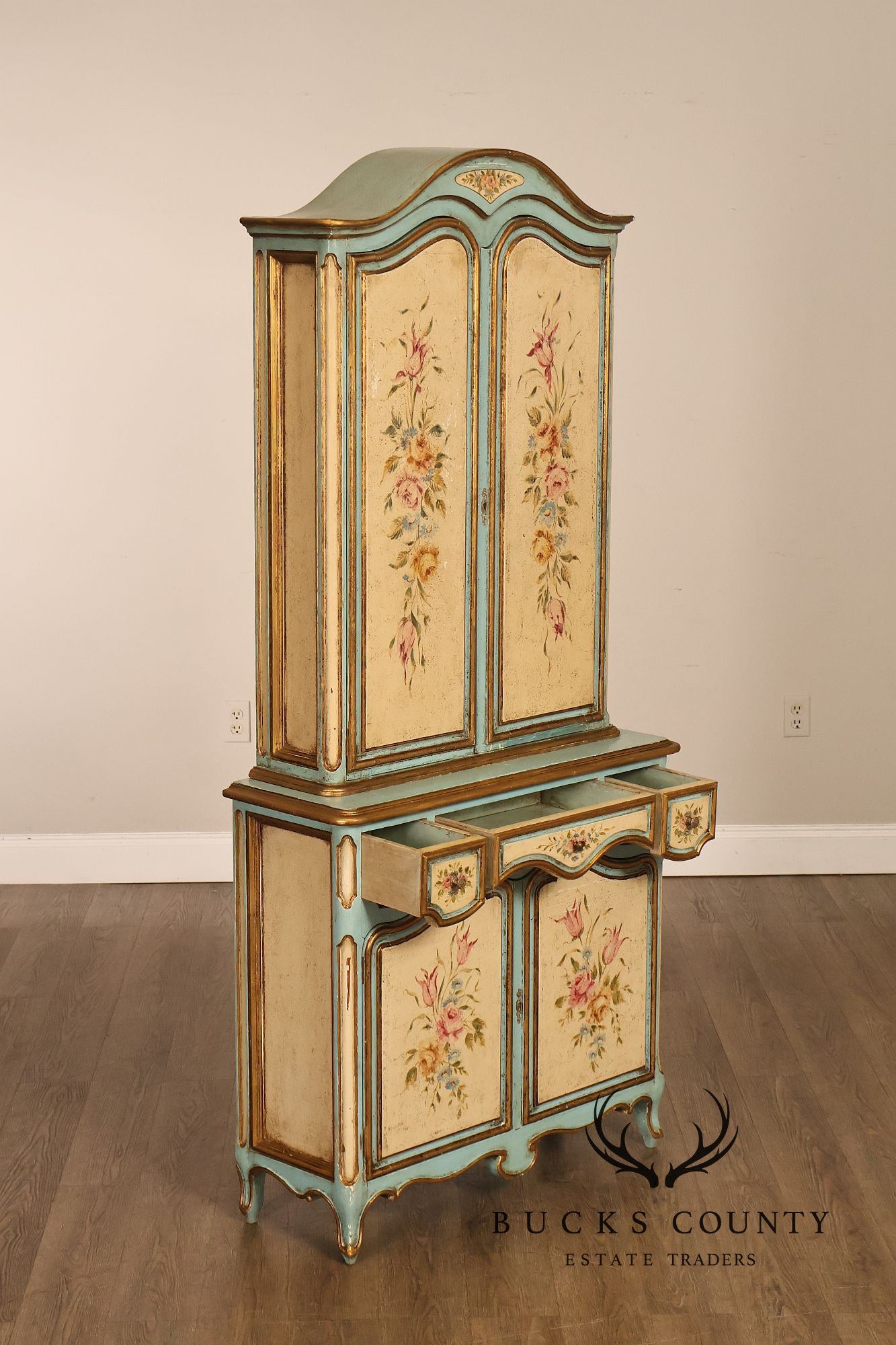 Venetian Style Hand Painted Florentine Cabinet On Stand