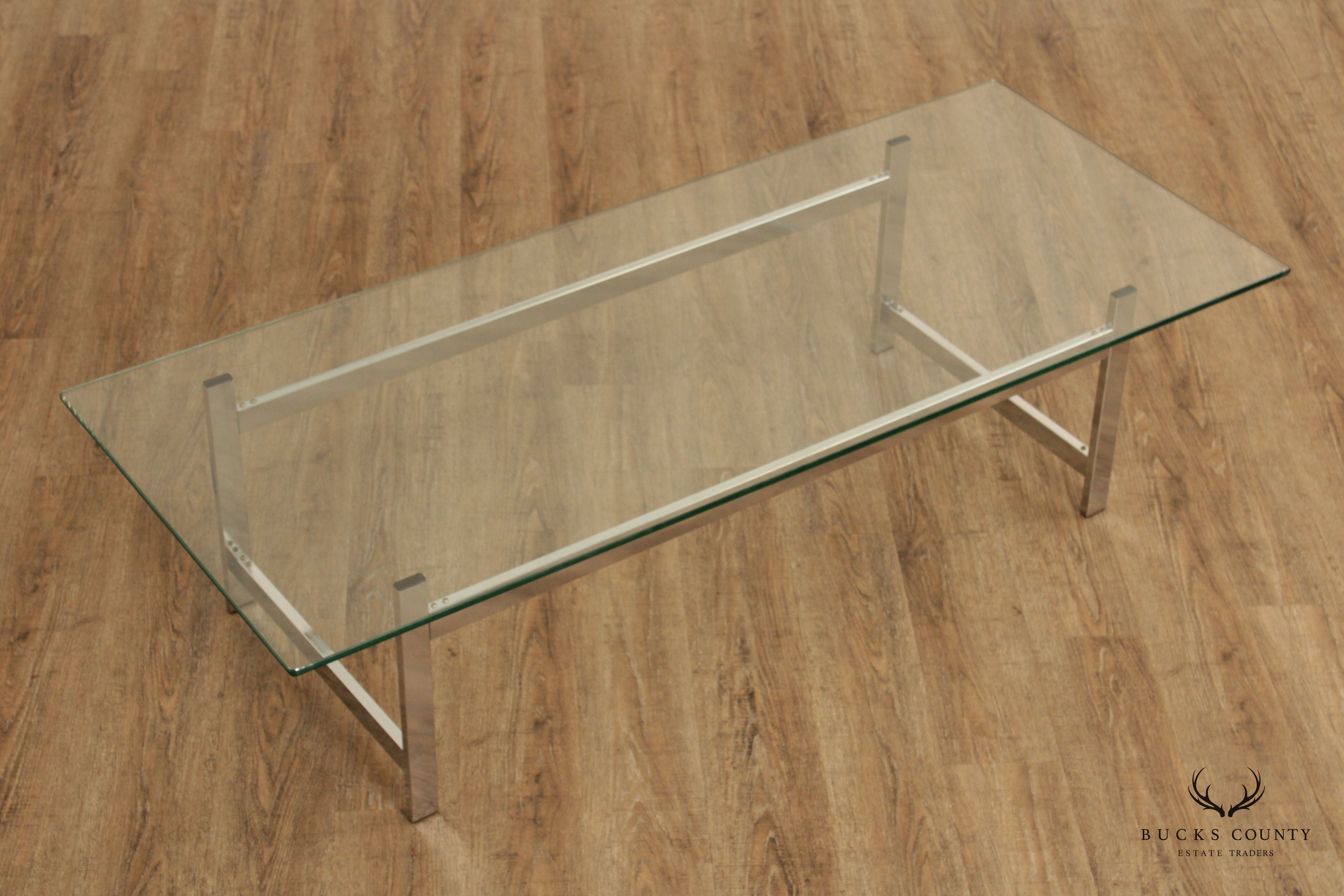 Modern Glass Top Chrome Coffee Table