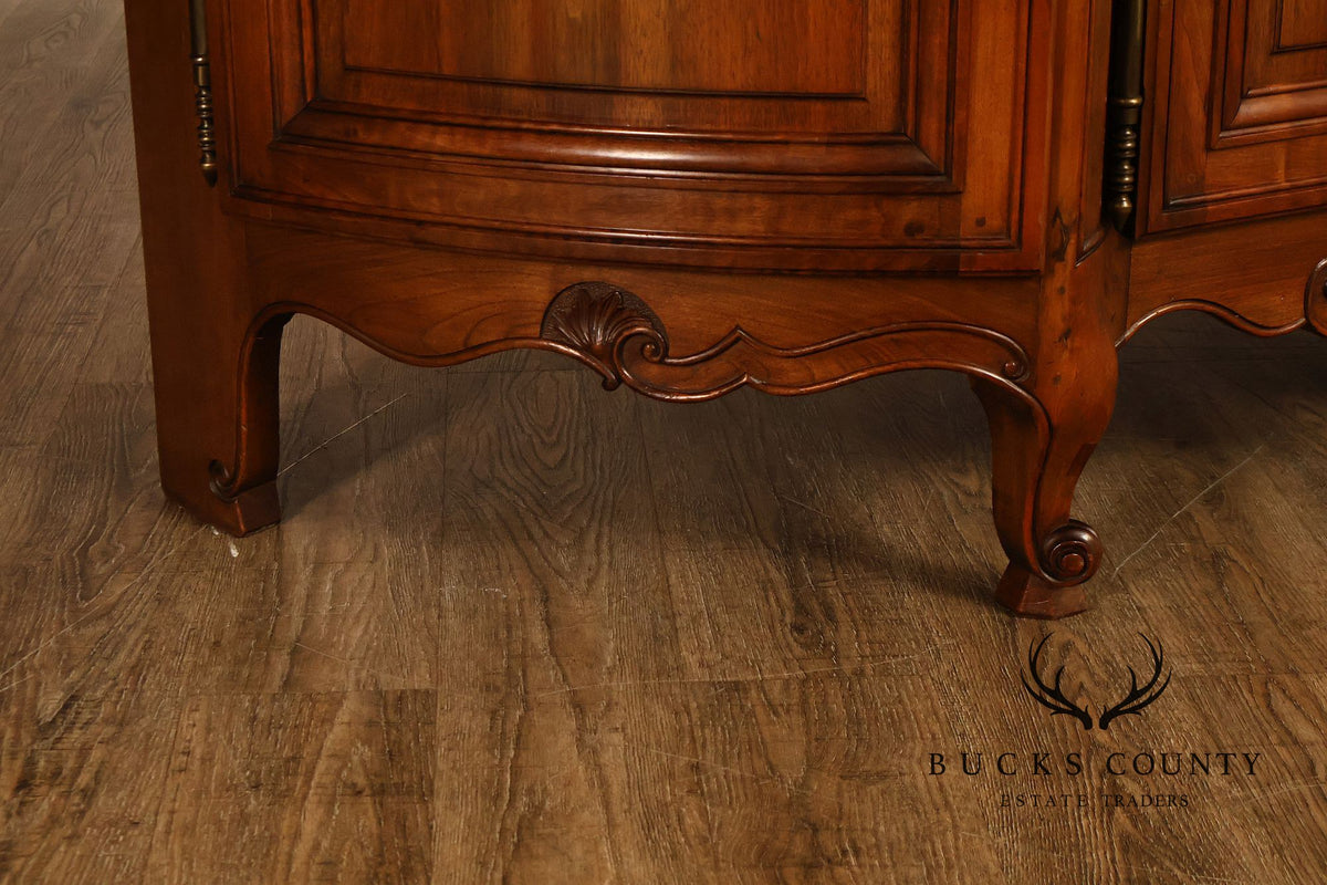 French Louis XV Style Carved Walnut Marble Top Buffet Sideboard