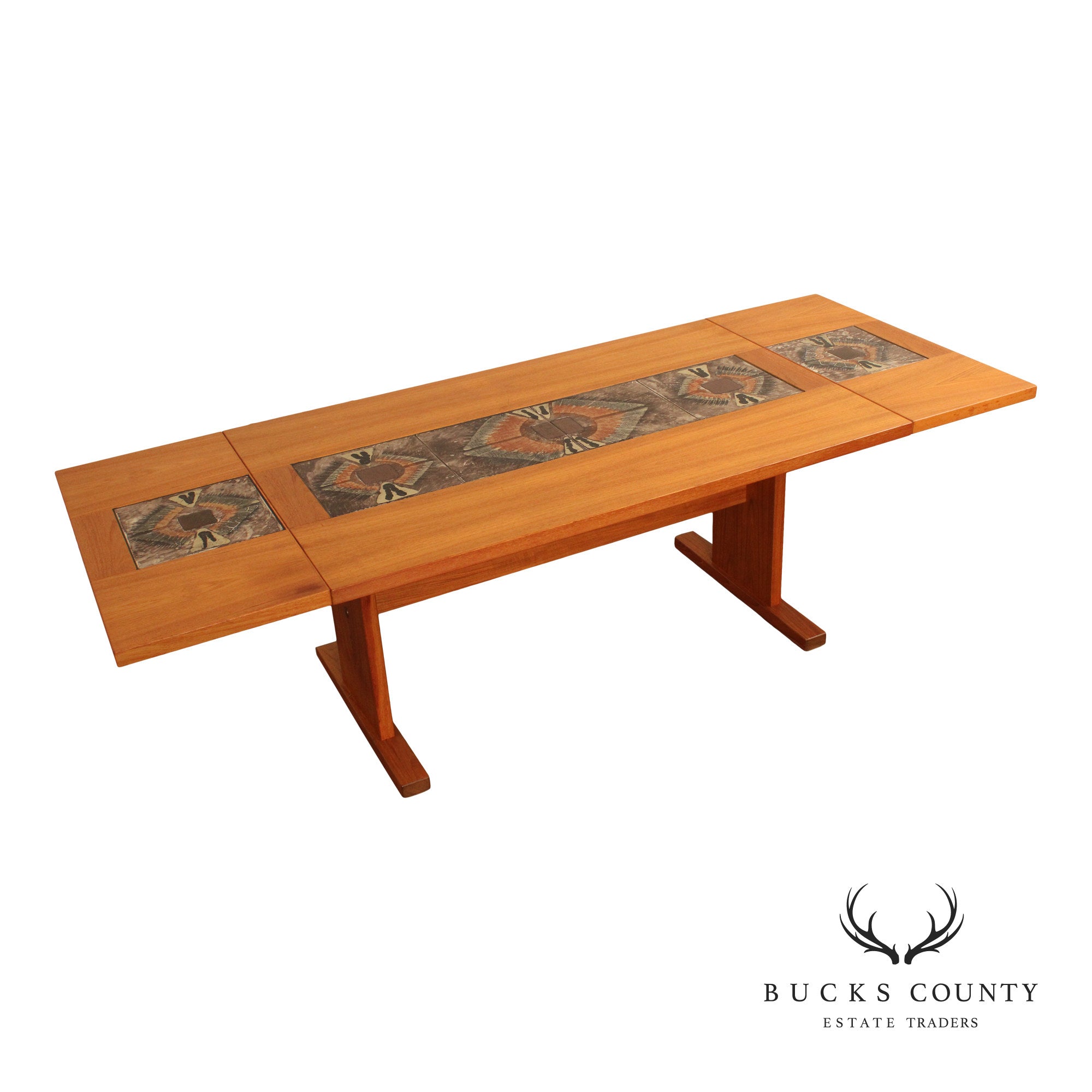 Gangsø Mobler Danish Modern Tile Inset Teak Drop Leaf Dining Table