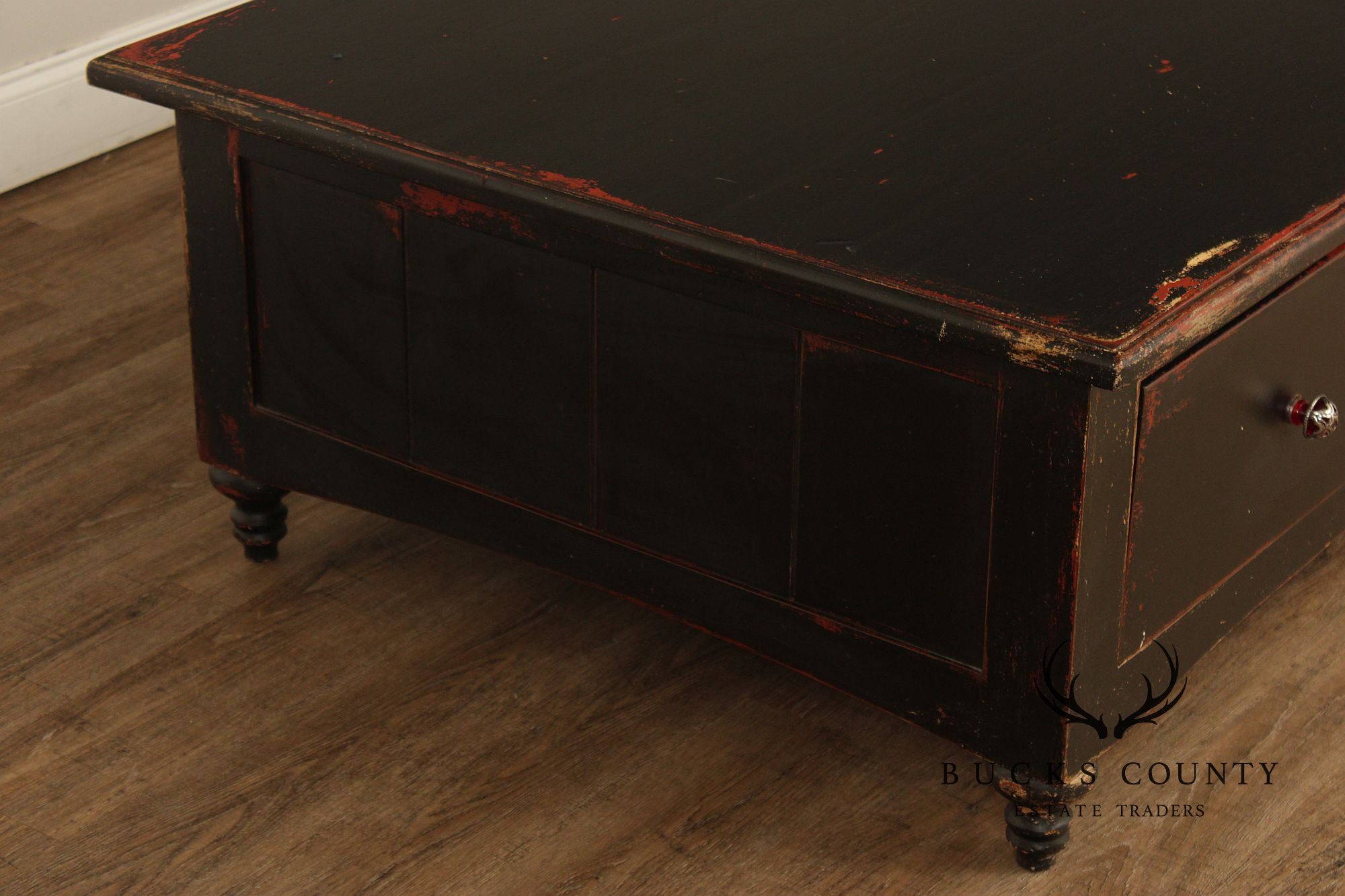 Rustic Distress Painted Storage Coffee Table