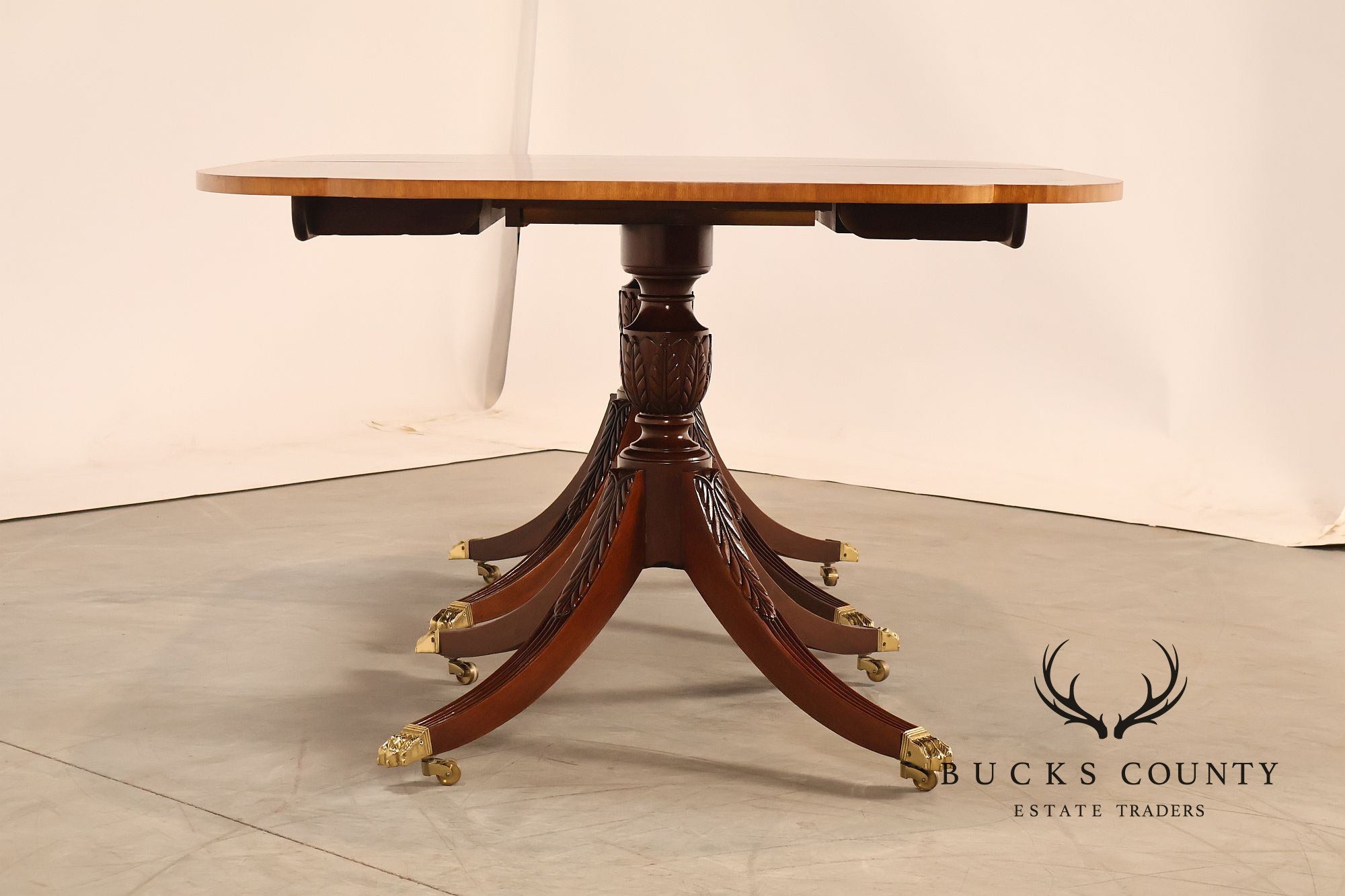 Councill Furniture Banded Mahogany Double Pedestal Dining Table