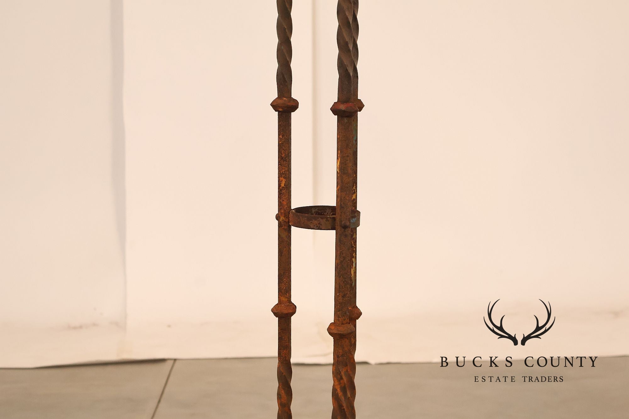 Vintage Wrought Iron Garden Pedestal Plant Stand