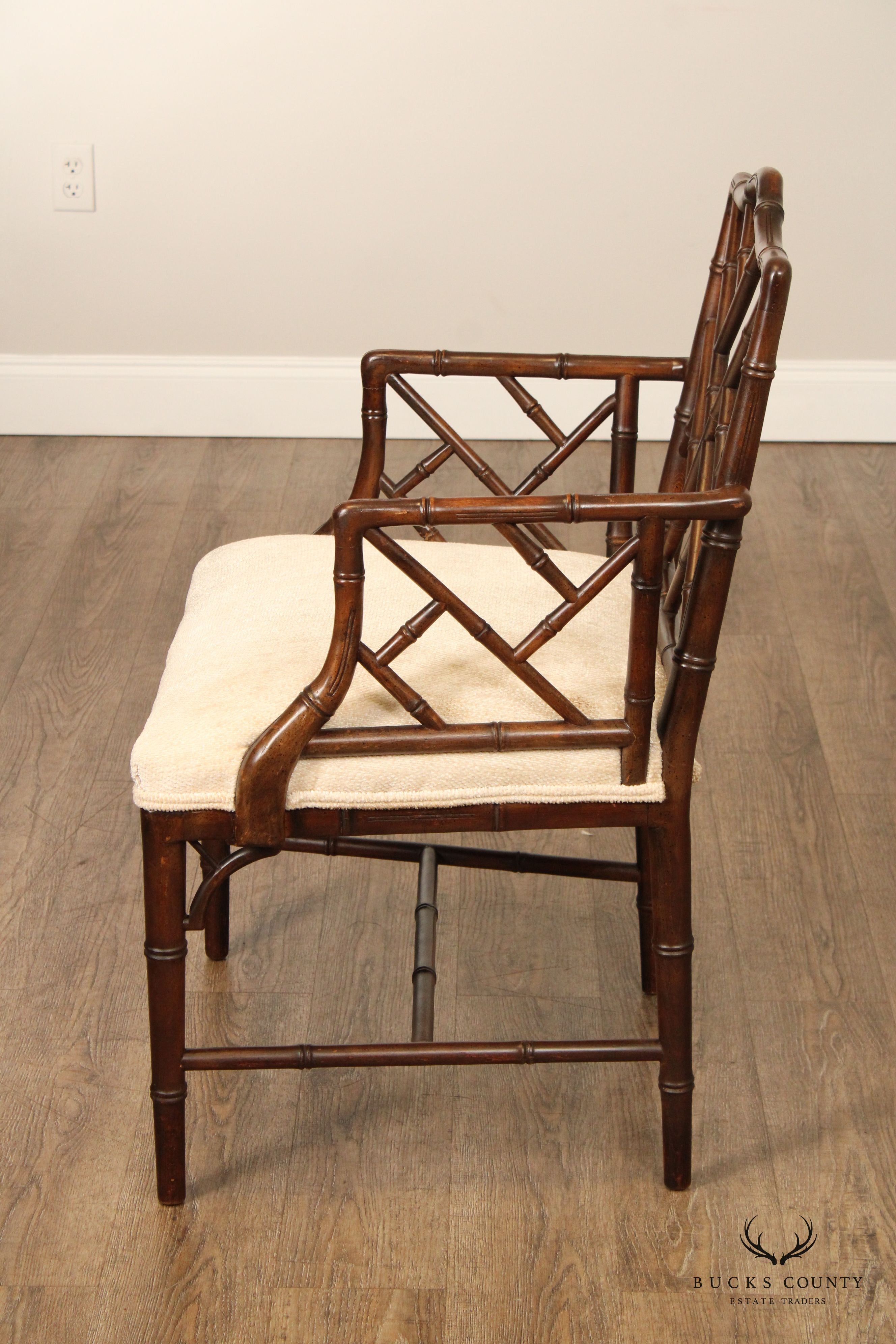 CHINESE CHIPPENDALE STYLE FAUX BAMBOO ARMCHAIR