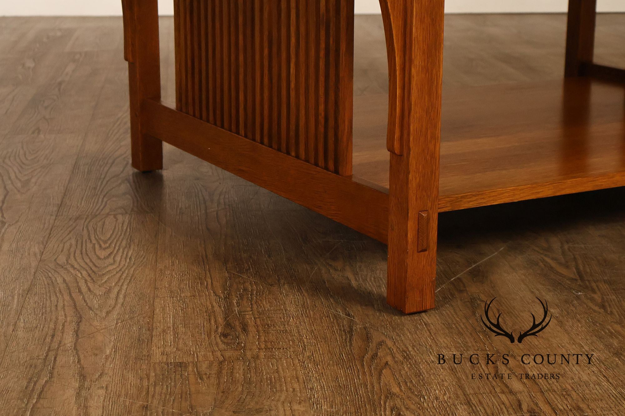 Stickley Mission Collection Glass Top Oak Cocktail Table