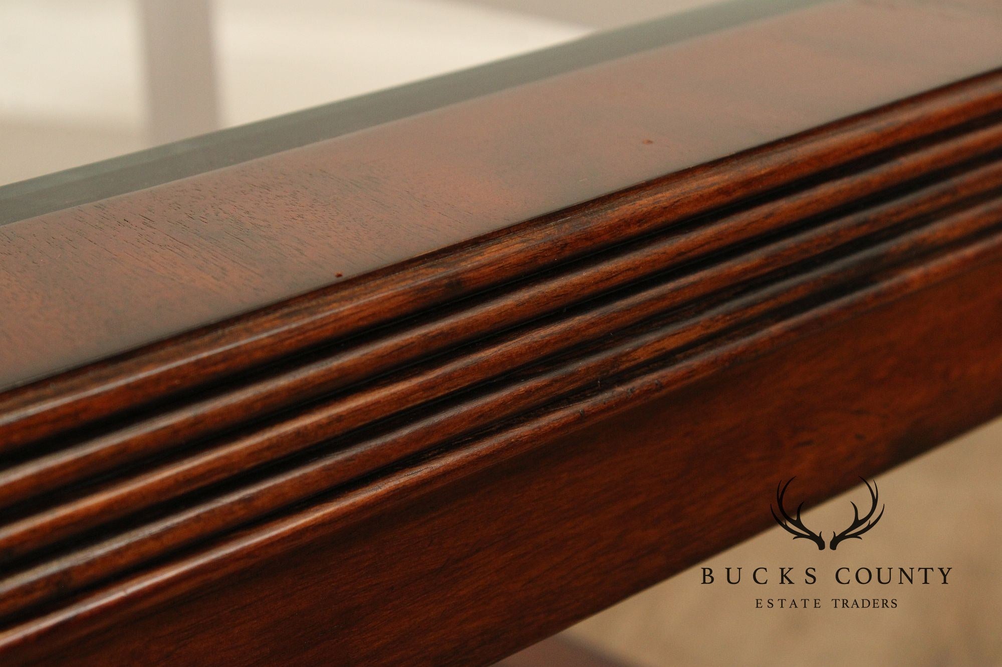 Regency Style Square Mahogany Glass Top End Table