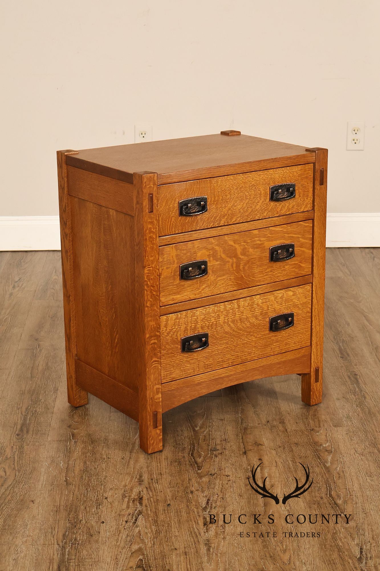 Stickley Mission Collection Pair Of Oak Three Drawer Nightstands