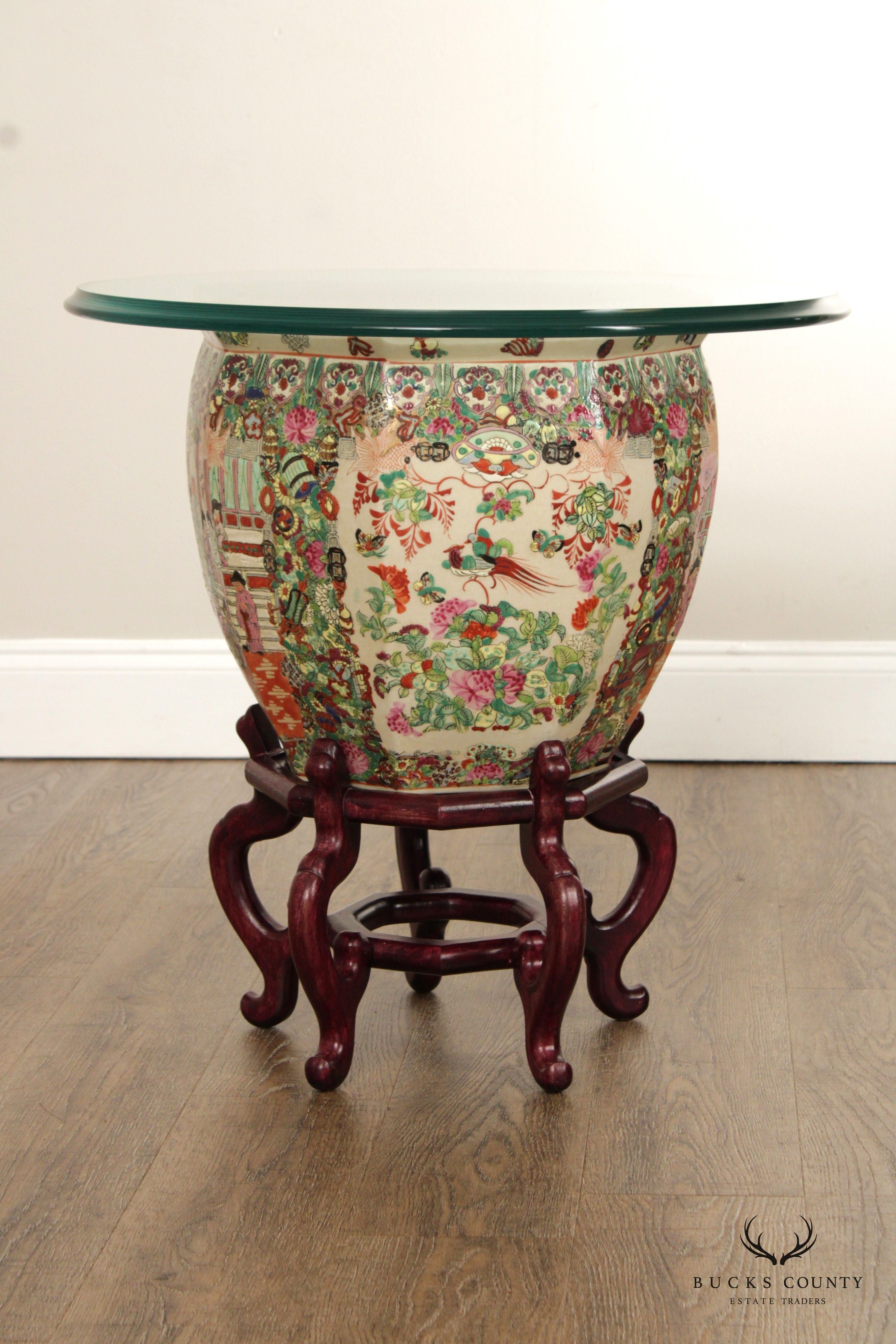Chinese Famille Rose Enameled Porcelain Fishbowl Planter