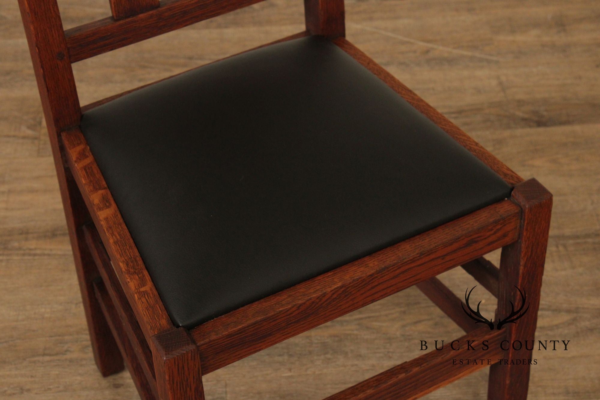 Gustav Stickey Antique Mission Oak H-Back Side Chair