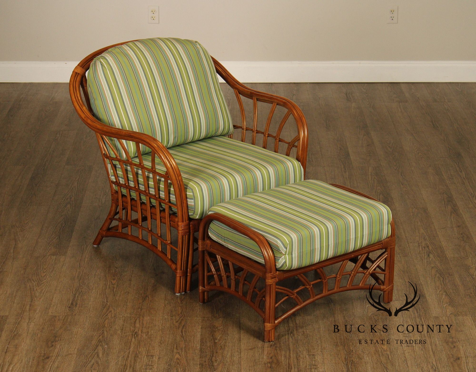 South Sea Rattan 'New Kauai' Lounge Chair with Ottoman