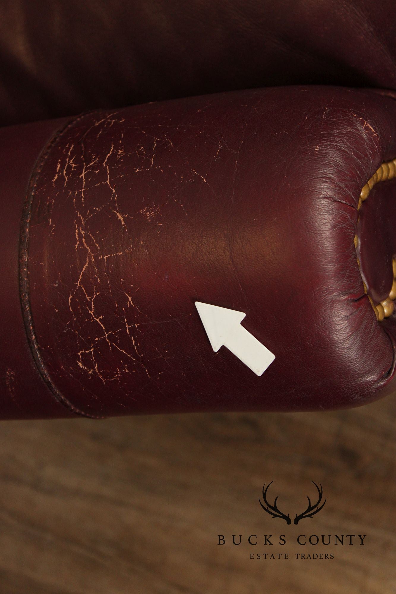 Hancock & Moore Burgundy Leather Nailhead Trim Sofa