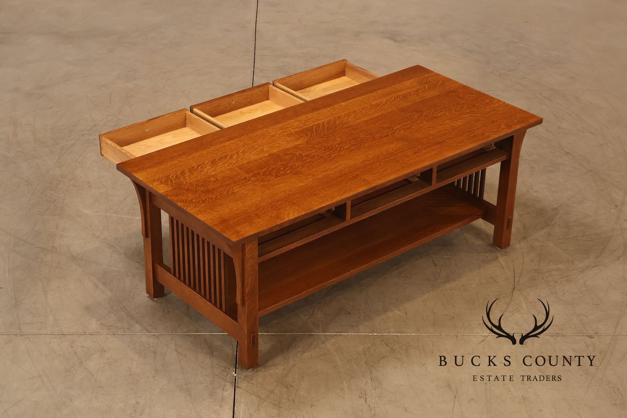 Stickley Mission Collection Oak Coffee Table With Drawers