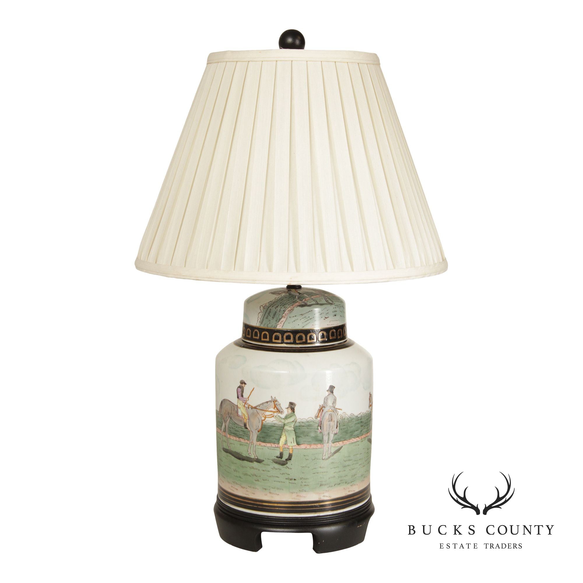 Equestrian Porcelain Ginger Jar Table Lamp
