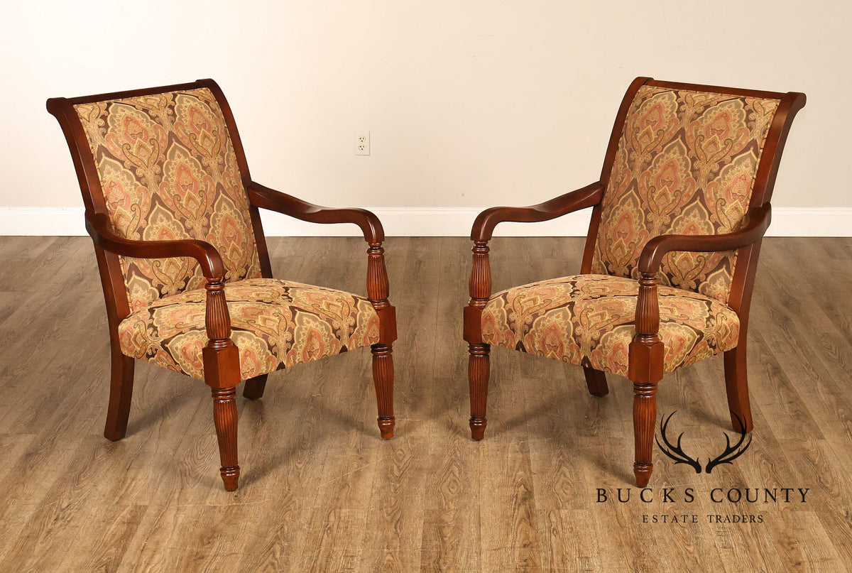 Fairfield Regency Style Pair of Open Armchairs
