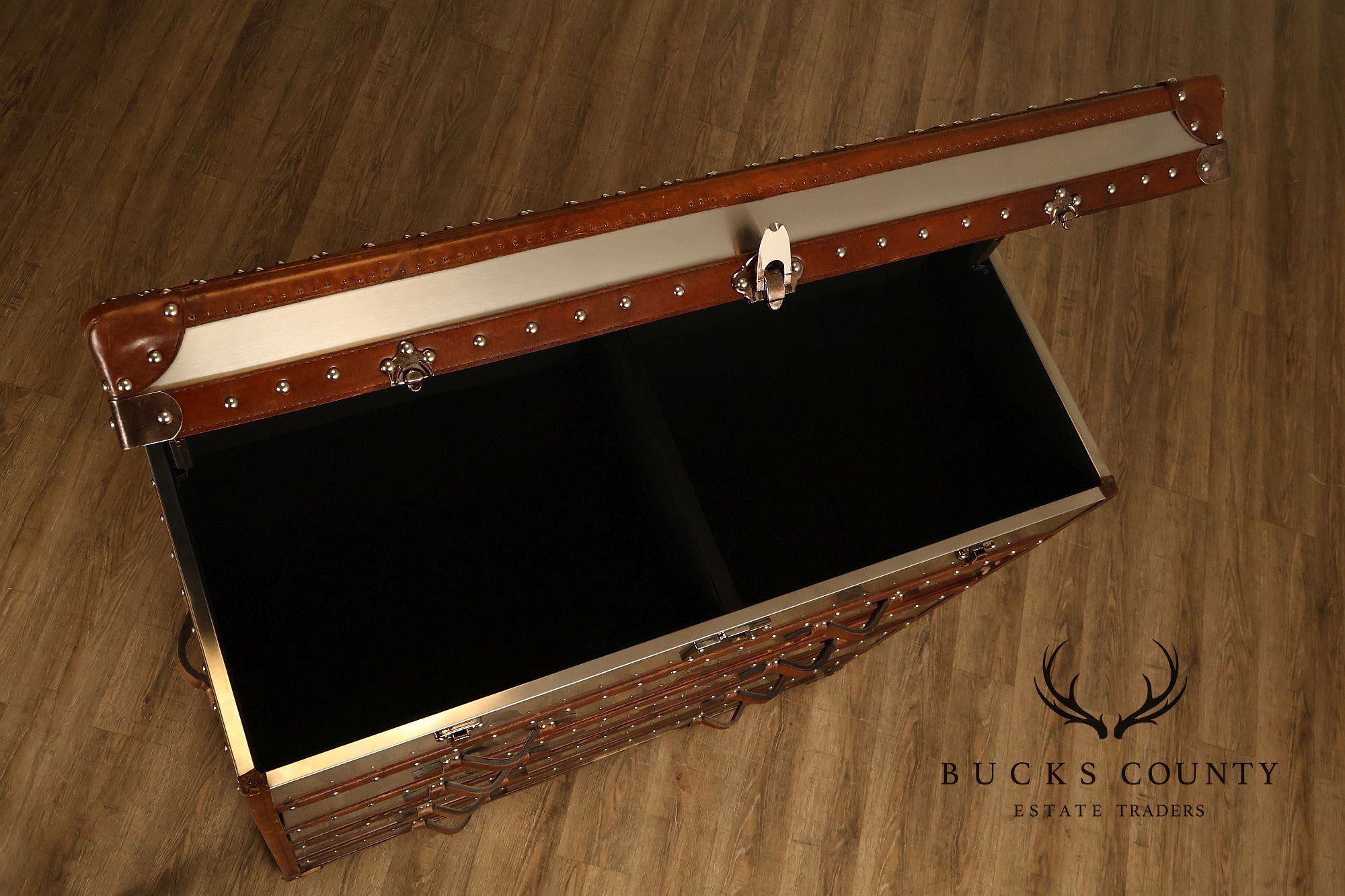 Restoration Hardware 'Mayfair' Steel and Leather Chest of Drawers