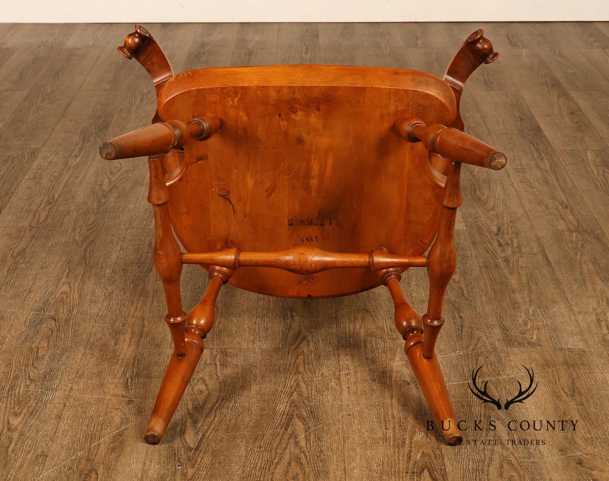 Conant Ball Maple Windsor Armchair With Scroll Crest Rail