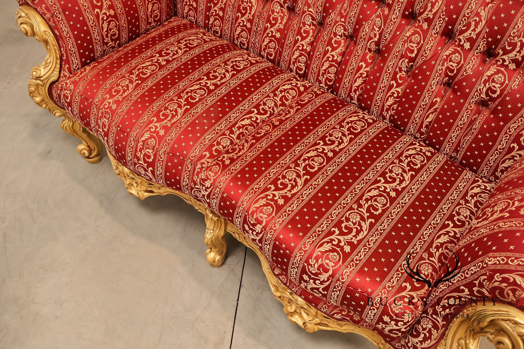 Baroque Style Giltwood Tufted Sofa