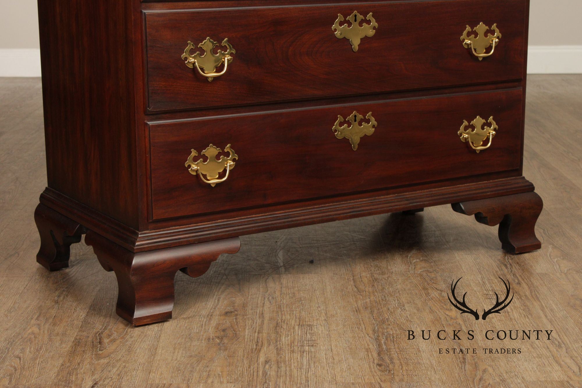 Statton Chippendale Style Cherry Chest on Chest