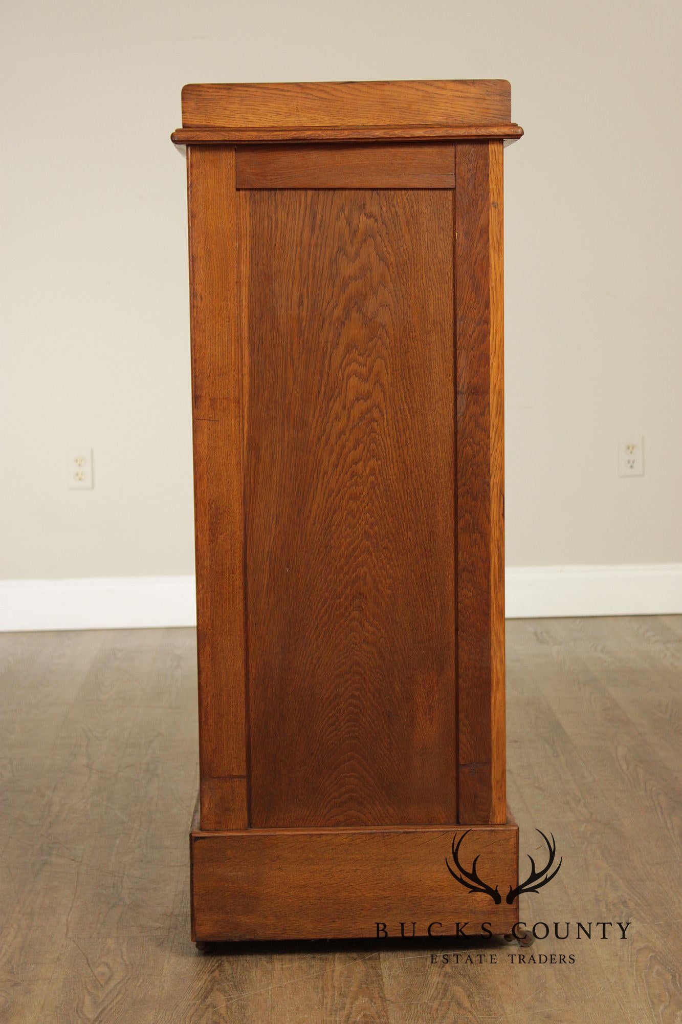 Antique Arts & Crafts Oak Tambour File Cabinet