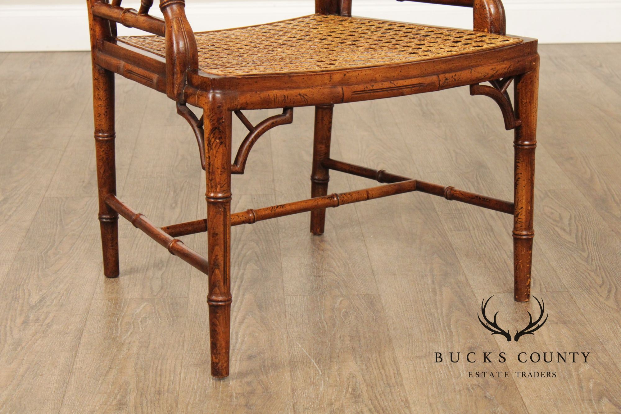 Chinese Chippendale Style Faux Bamboo Armchair