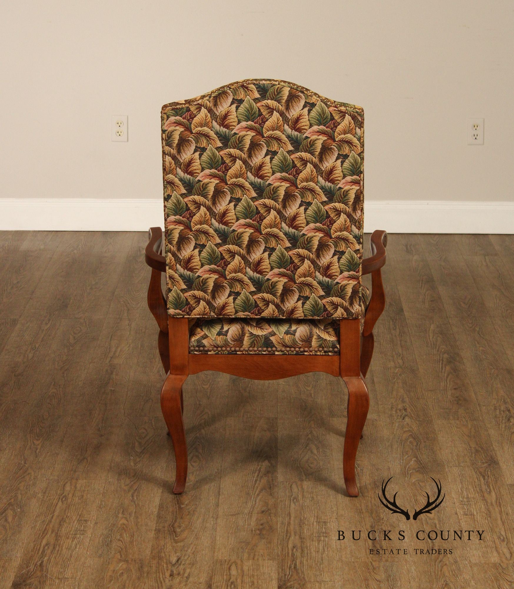 Pair of Ethan Allen Legacy Collection Upholstered Armchairs with Cabriole Legs