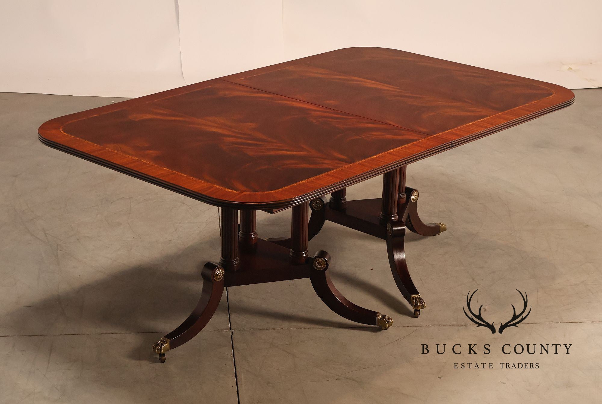 Henkel Harris Regency Style Mahogany Double Pedestal Dining Table