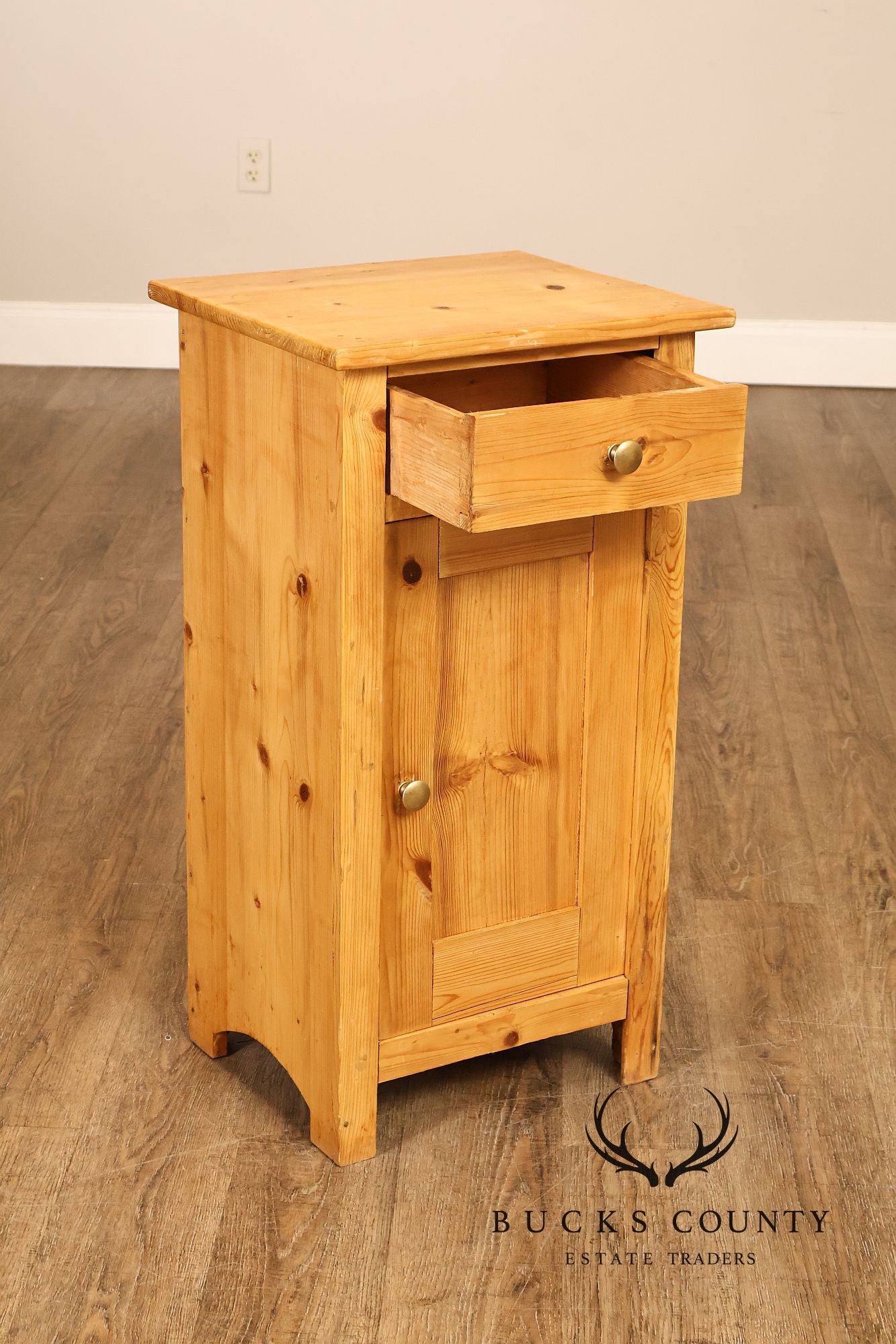 Rustic Style Pair of Pine Single Drawer Nightstands