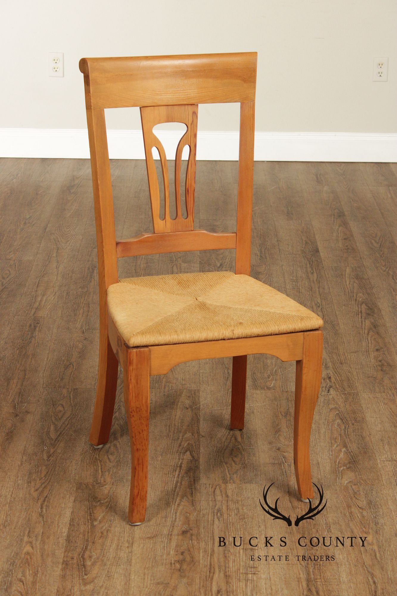 French Country Style Set Of 6 Rush Seat Dining Chairs