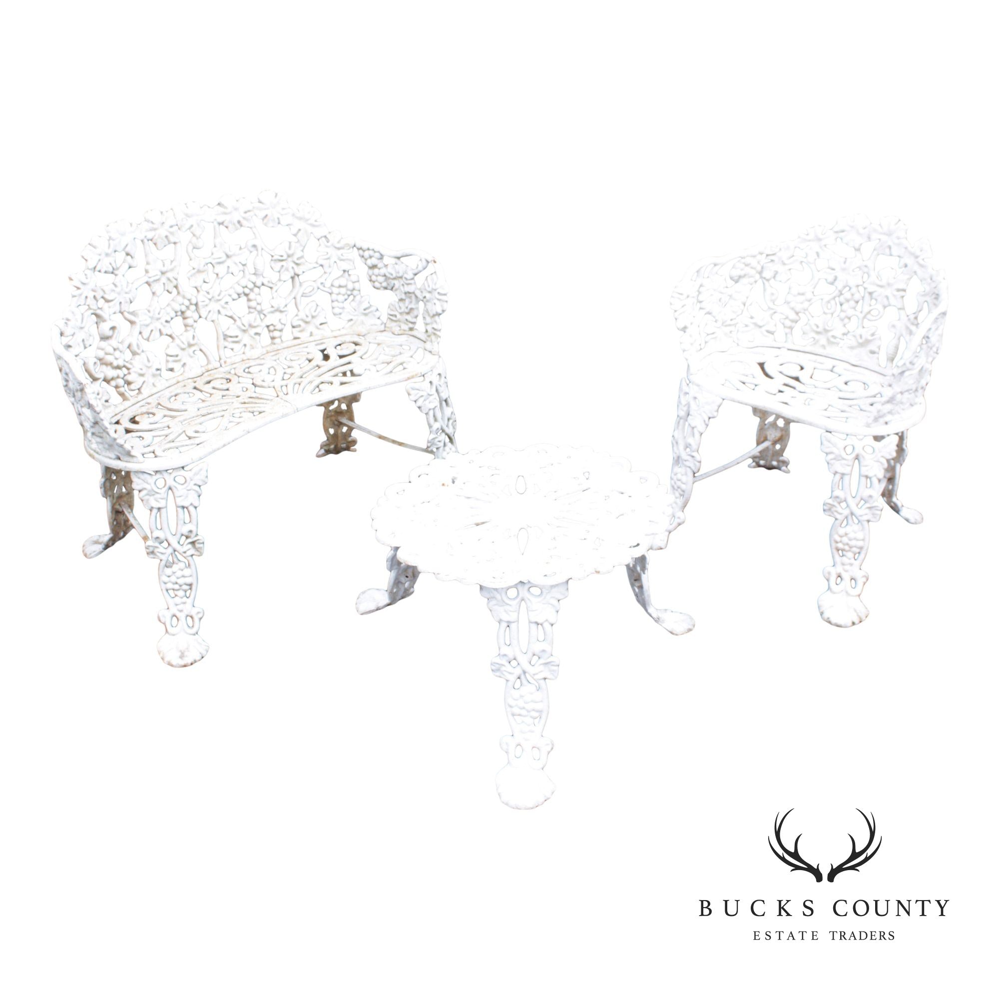 Victorian Style Three-Piece Cast Iron Garden Lounge Set