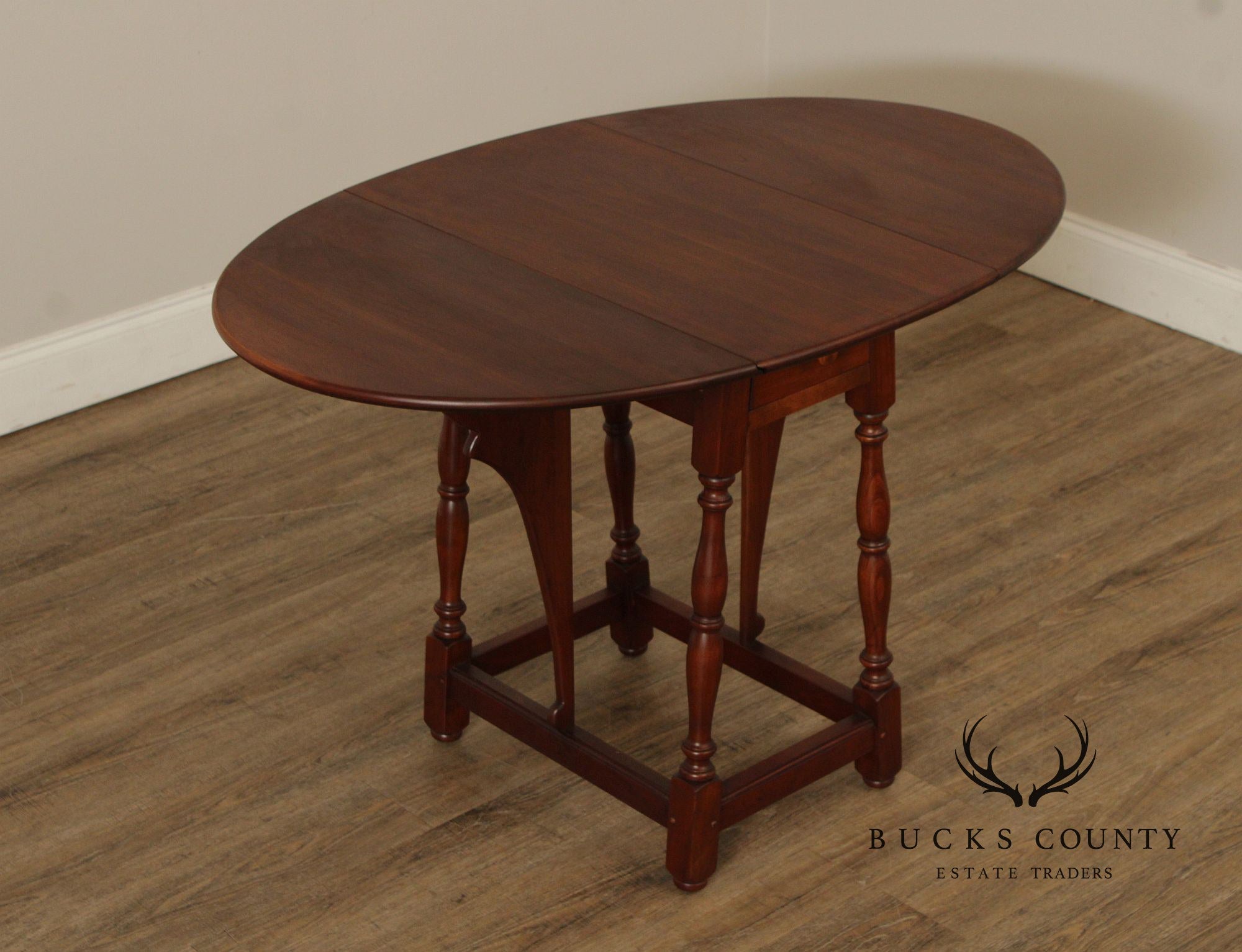 Stickley Cherry Valley Oval Top Drop Leaf Occasional Table