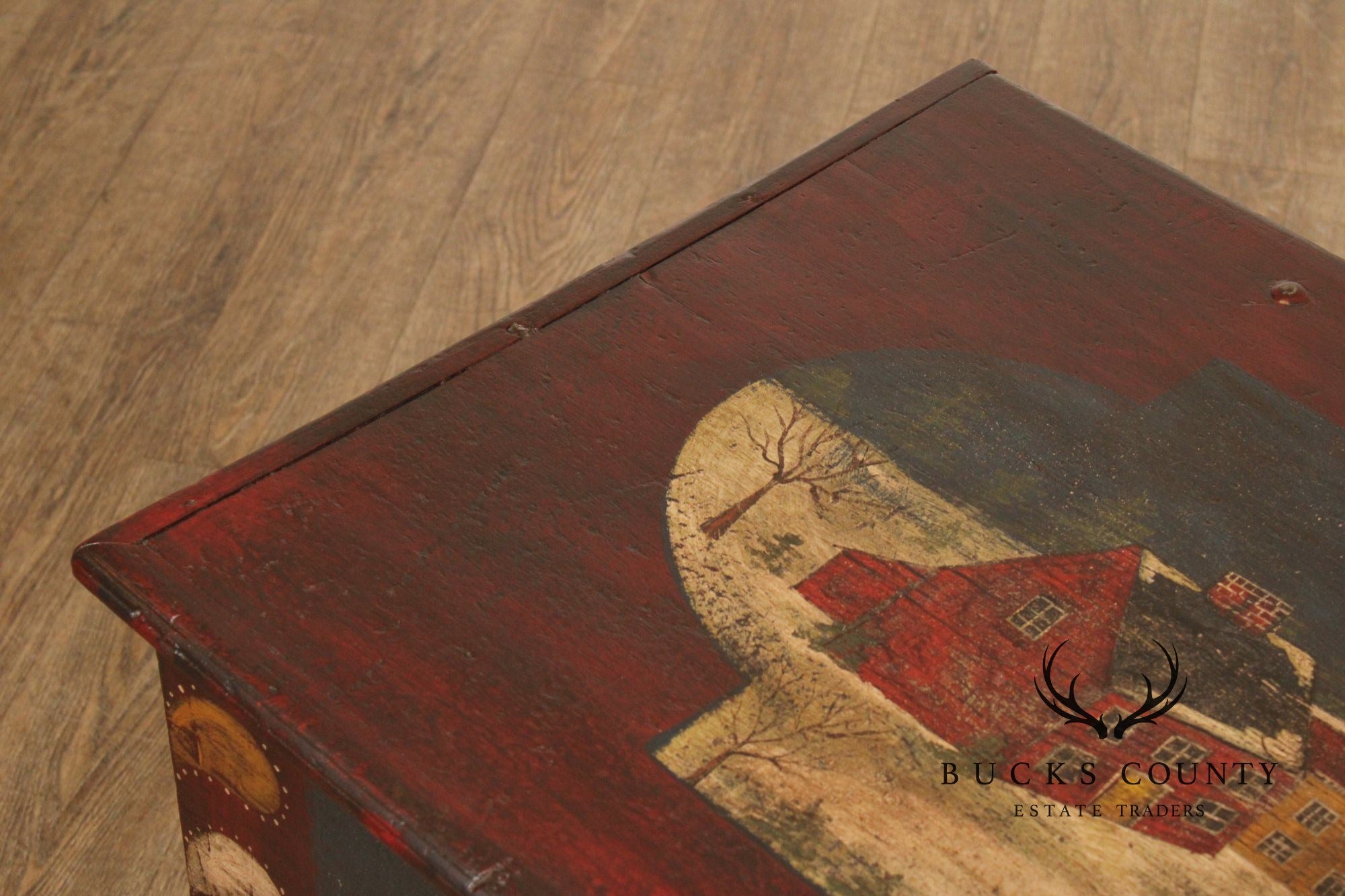 Antique Folk Art Painted Blanket Chest