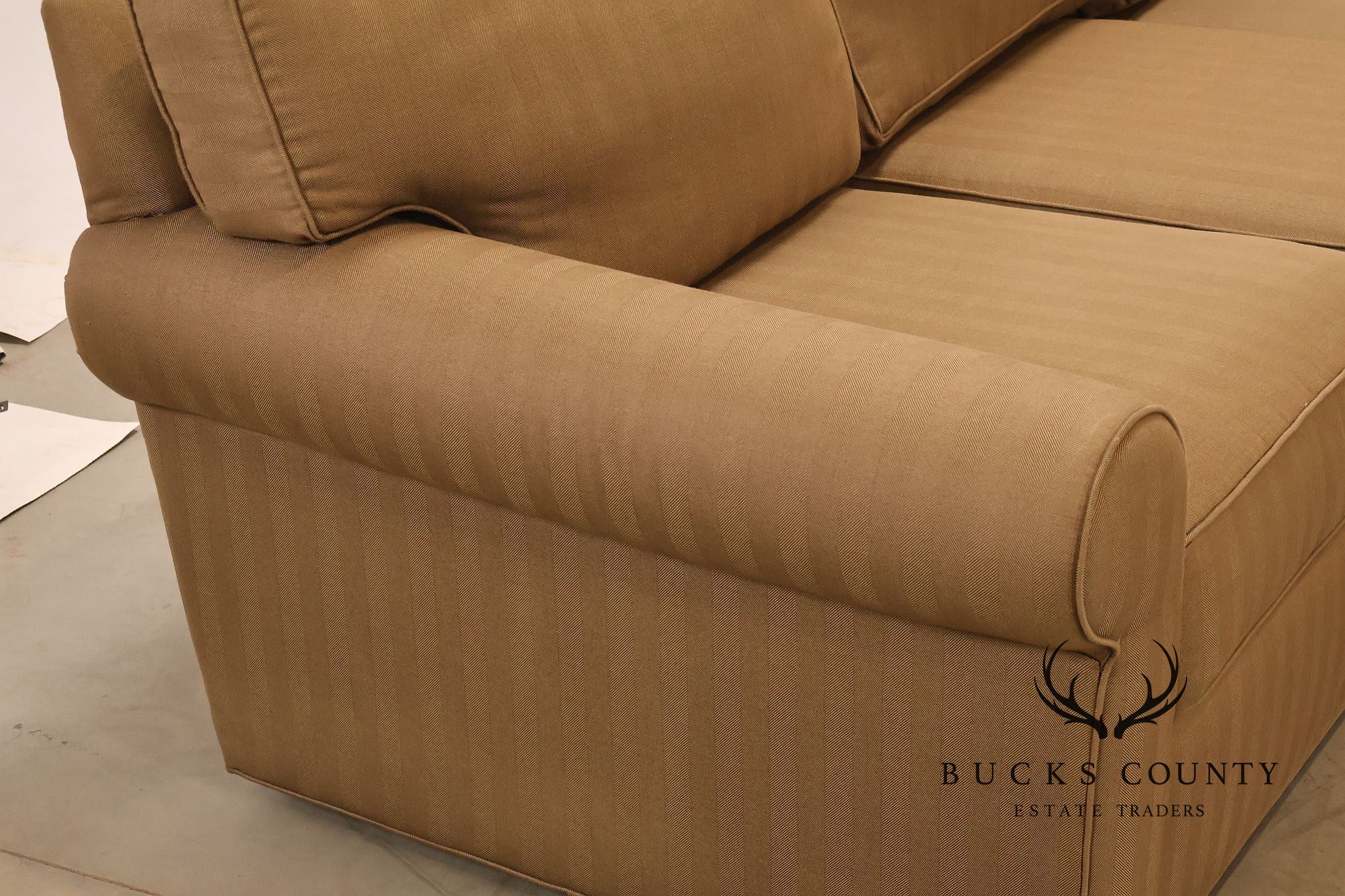 Ethan Allen Upholstered Custom Sectional Sofa With Chaise