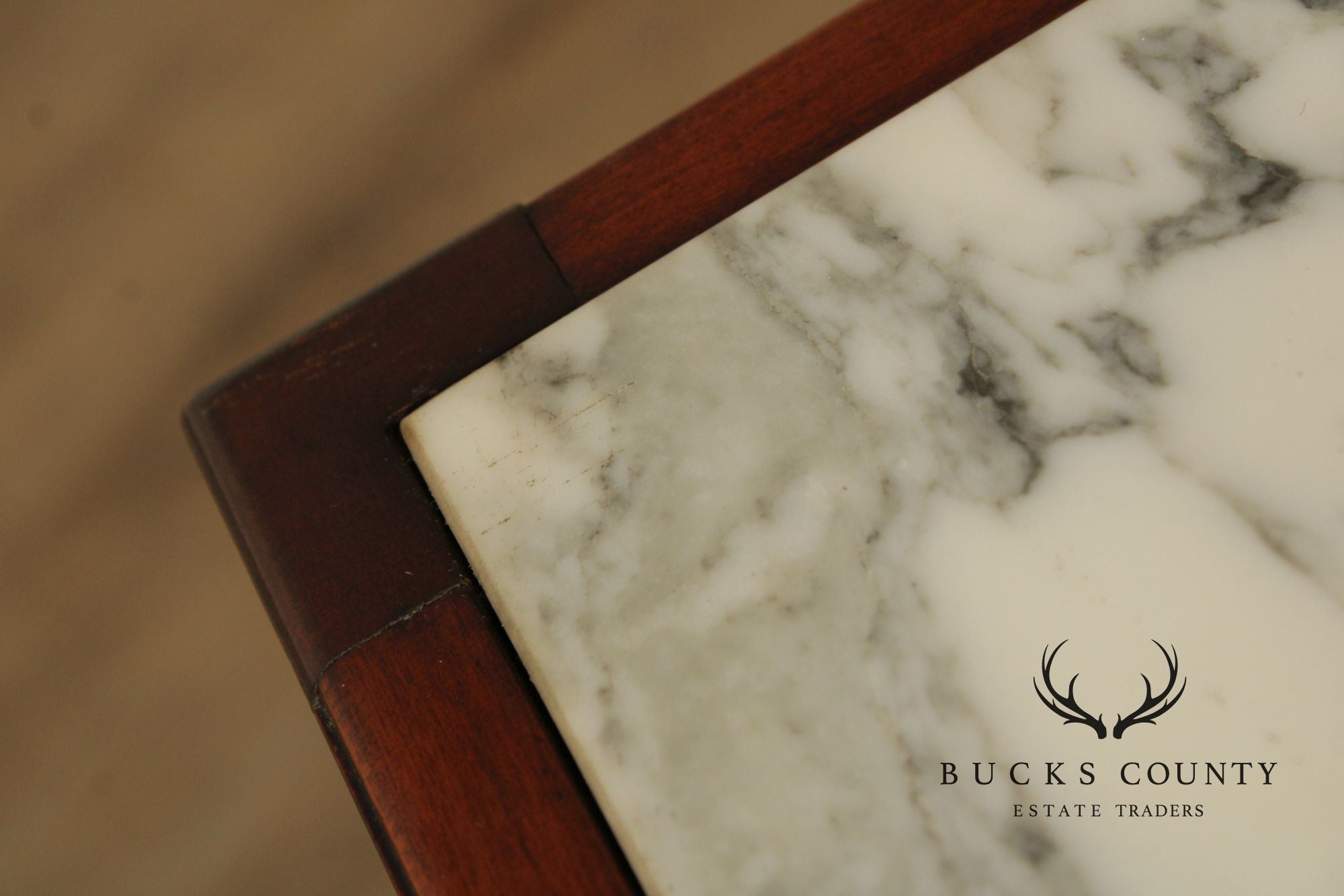 Regency Style Vintage Marble Top Mahogany Side Table