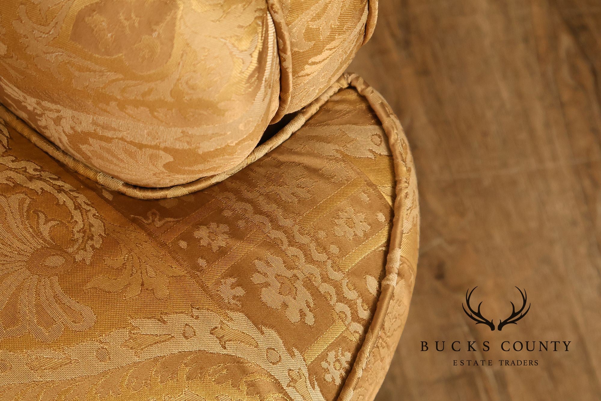 TRS Furniture Traditional Gold D amask Upholstered Lounge Chair And Ottoman