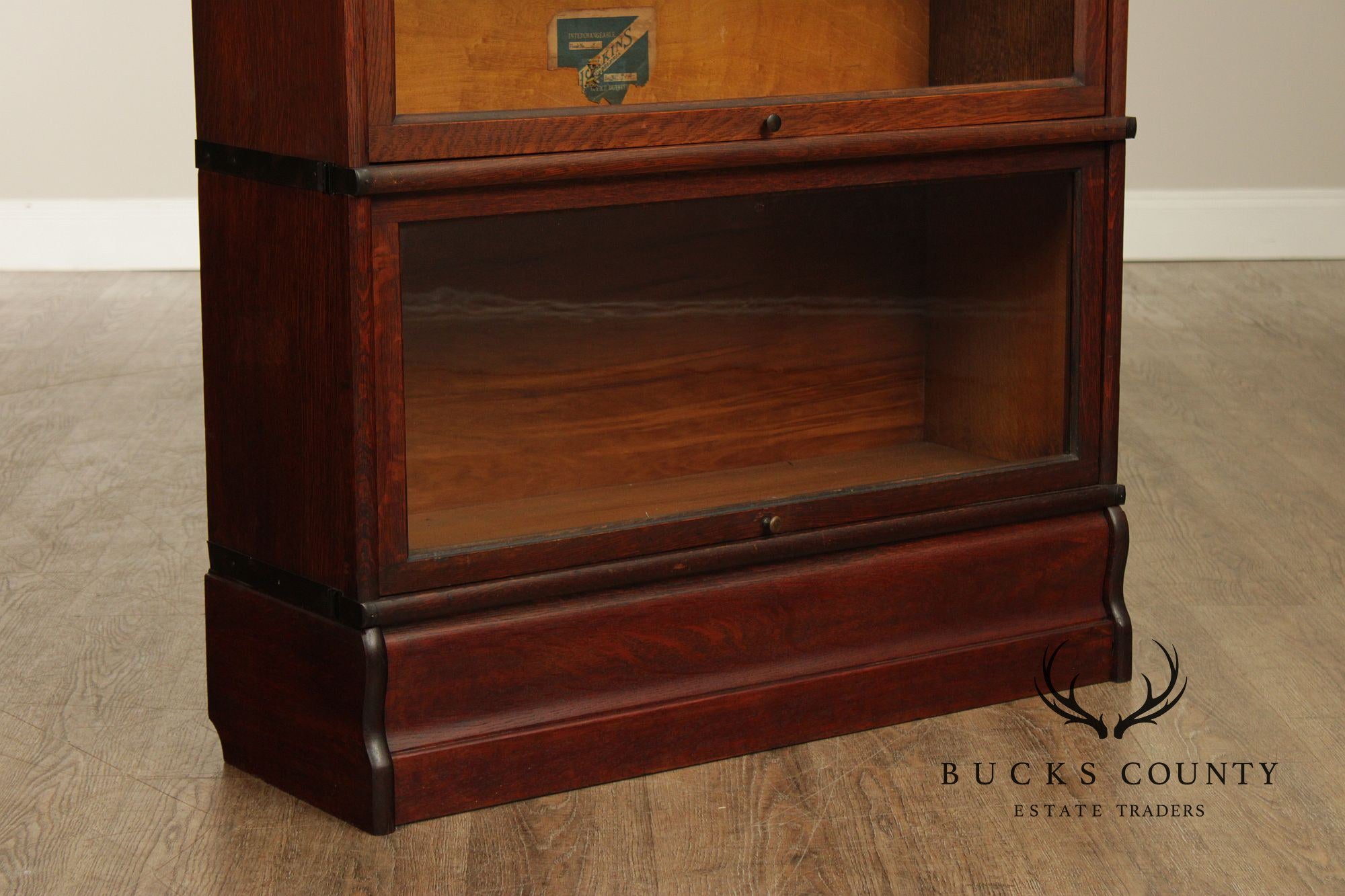 Antique Oak Five-Section Barrister Bookcase