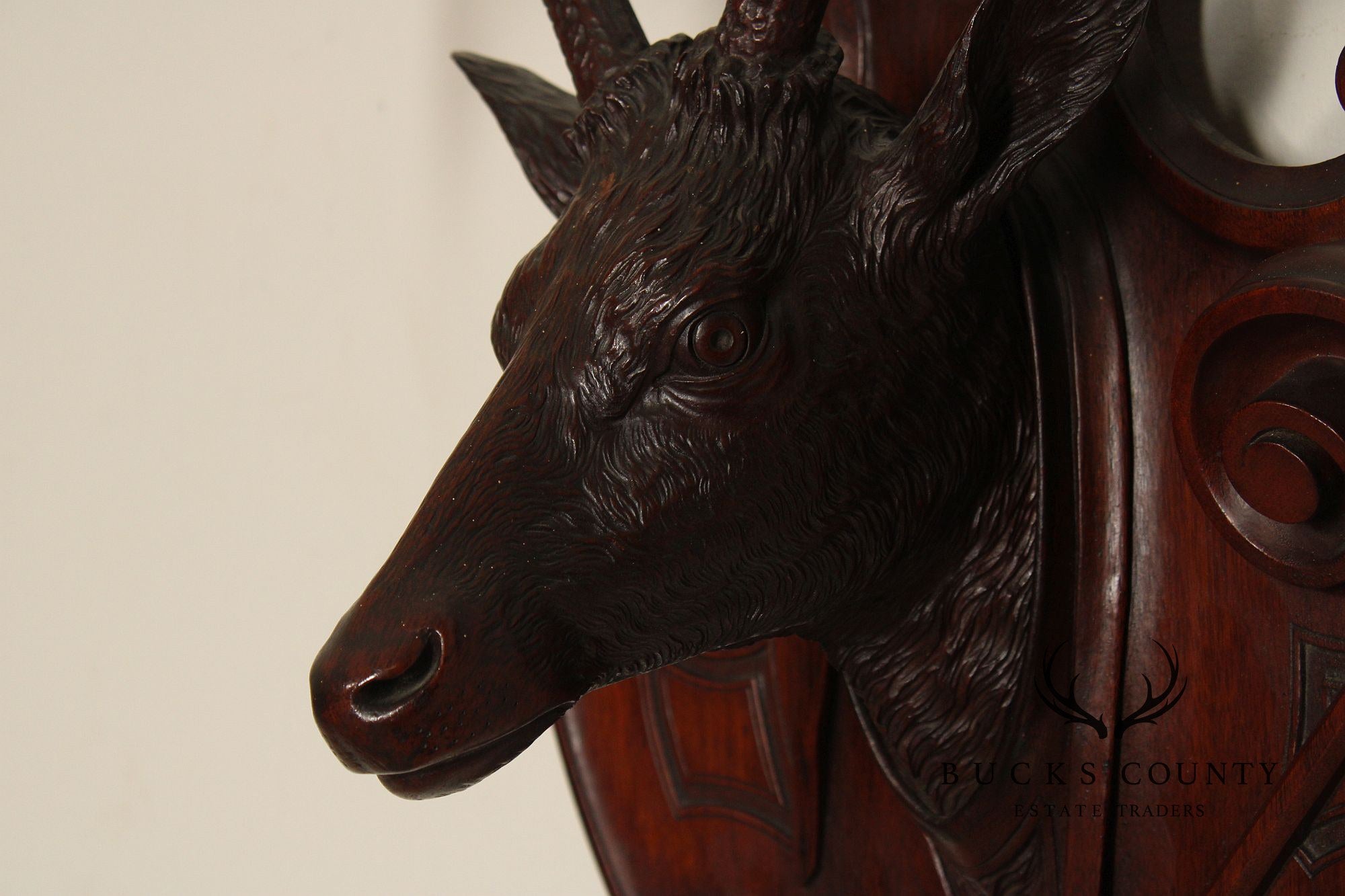 Antique German Black Forest Deer Hunting Trophy Plaque
