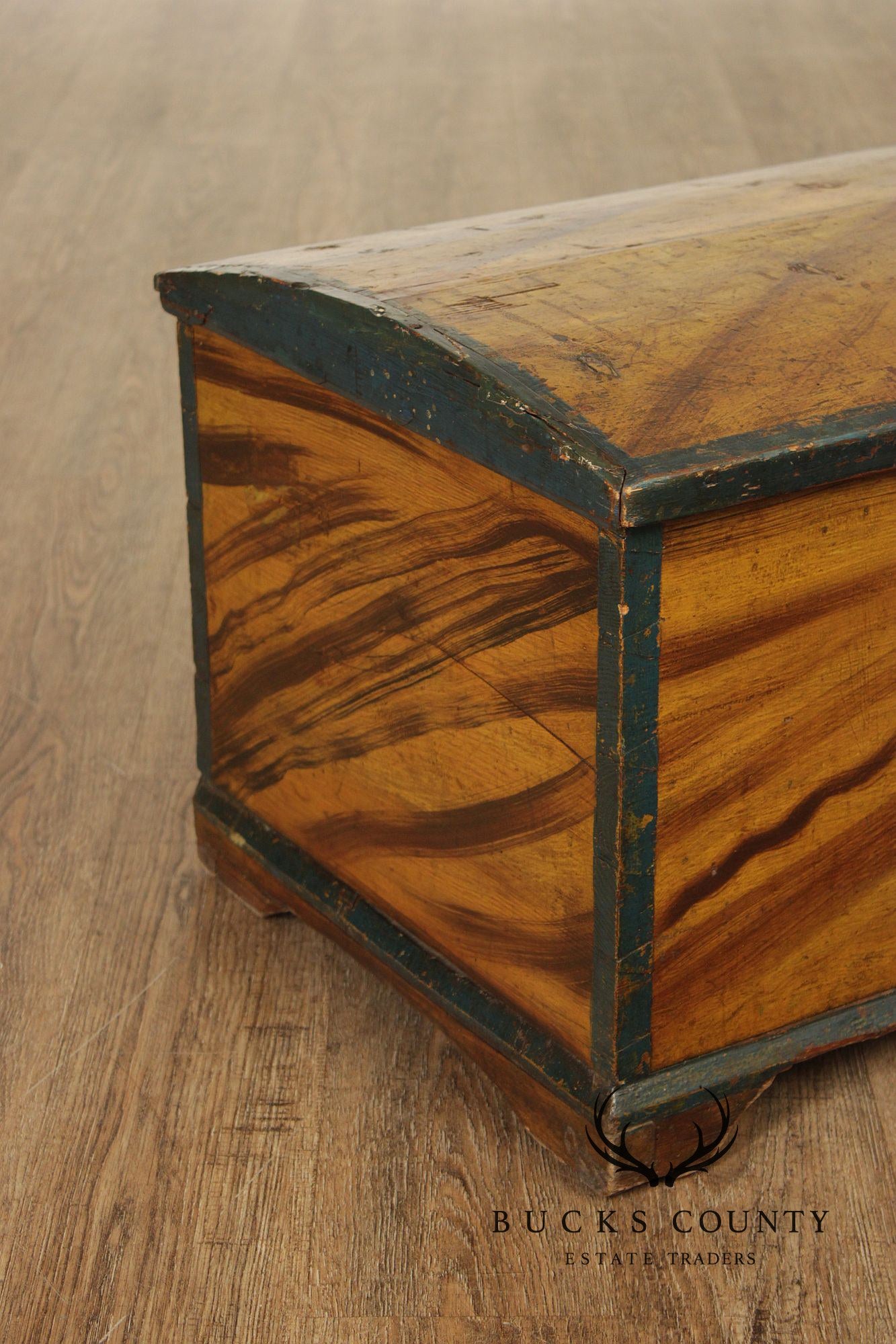 Antique Dome Top Grain Painted Pine Blanket Chest