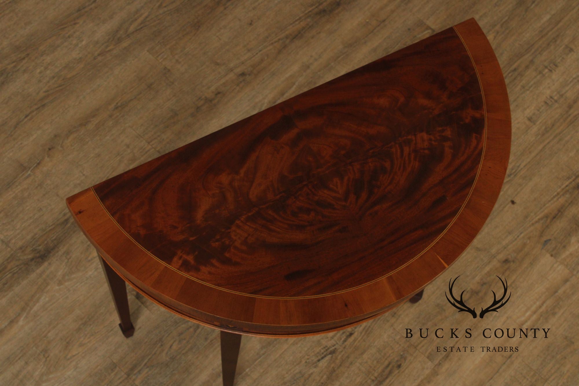 Hekman Federal Style Mahogany And Yew Wood Demilune Game Table