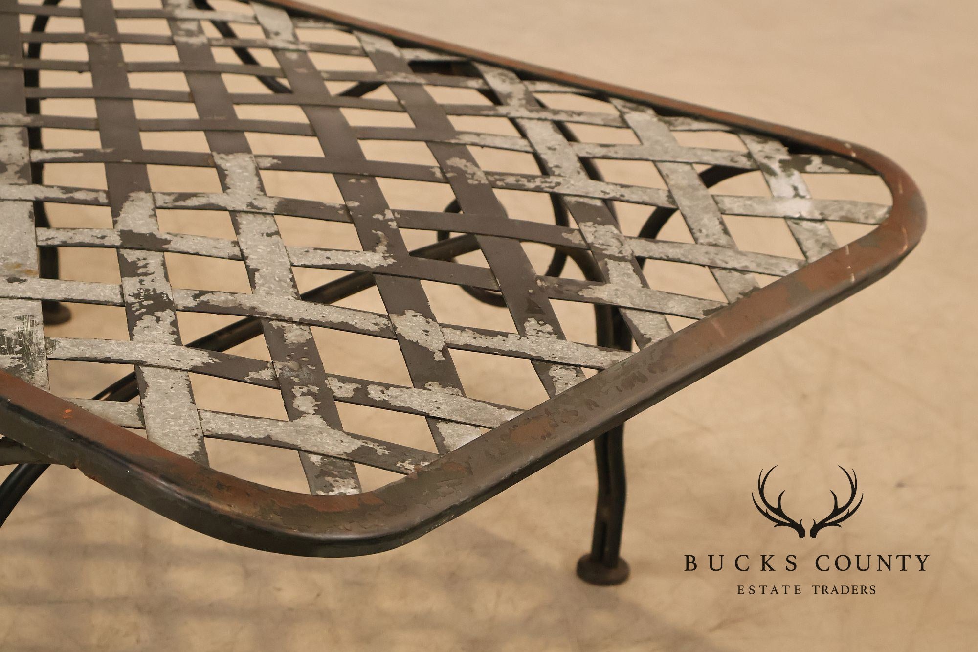 Vintage Wrought Iron Outdoor Patio Adjustable Chaise Lounge